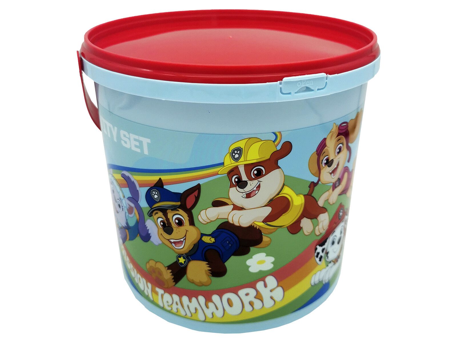 PAW PATROL Farbkasten 46 teiliges Aktivitätsset im Eimer mit Stiften Stickern Wasserfarben