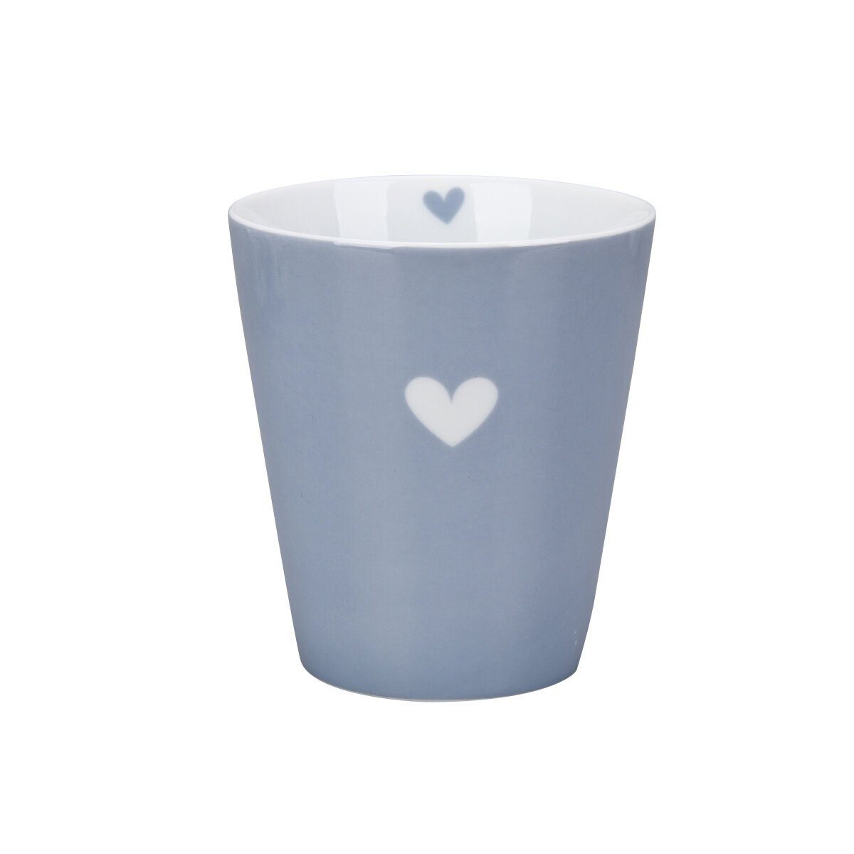 Krasilnikoff Becher Happy Mug Colourful Heart, Porzellan dusty blue