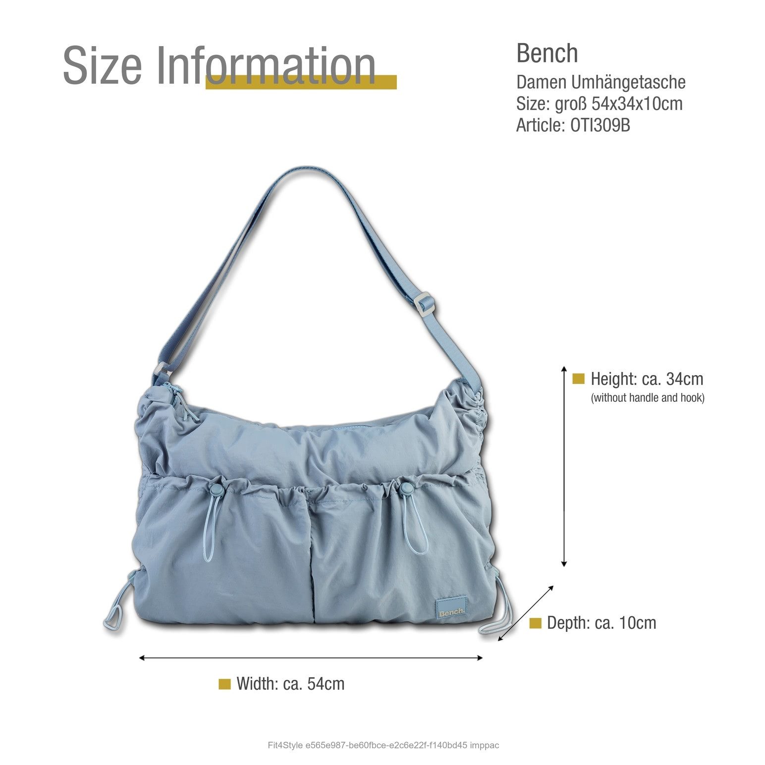 Bench. Umhängetasche Bench Umhängetasche Nylon washed blau (Umhängetasche), Damen Umhängetasche Nylon, washed, blau ca. 54cm x ca. 10cm