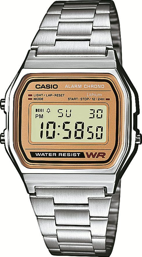 CASIO VINTAGE Chronograph A158WEA-9EF, Quarzuhr, Armbanduhr, Damen, Herren, digital, retro, Stoppfunktion
