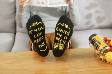 Lucadeau Socken mit Spruch "Wenn du das lesen kannst, bring mir Bier" in DE oder EN (1 Paar) rutschfest, Gr. 37-44, Geschenke für Männer, Geburtstagsgeschenk