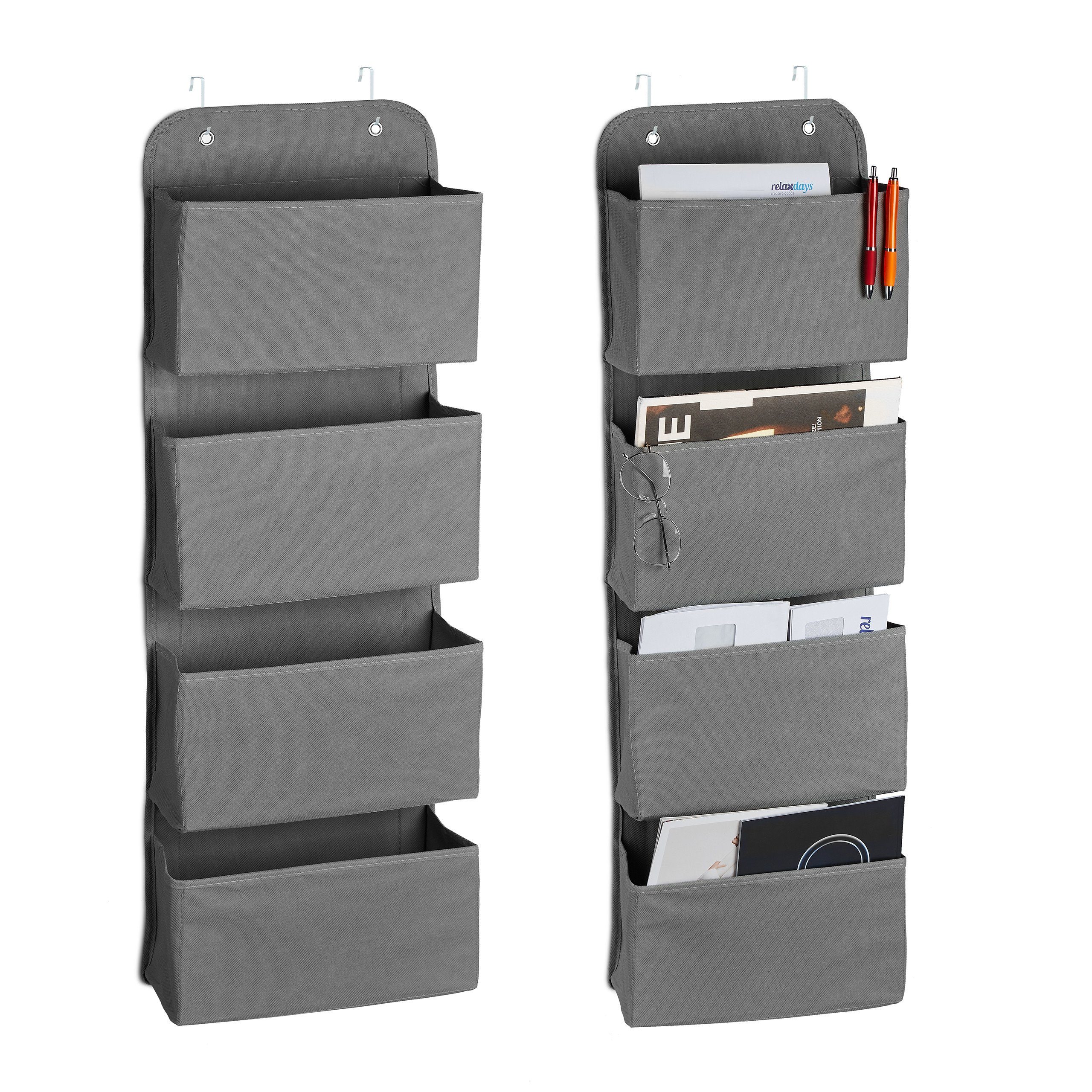 Badorganizer 2 x Hängeorganizer 4 Fächer grau