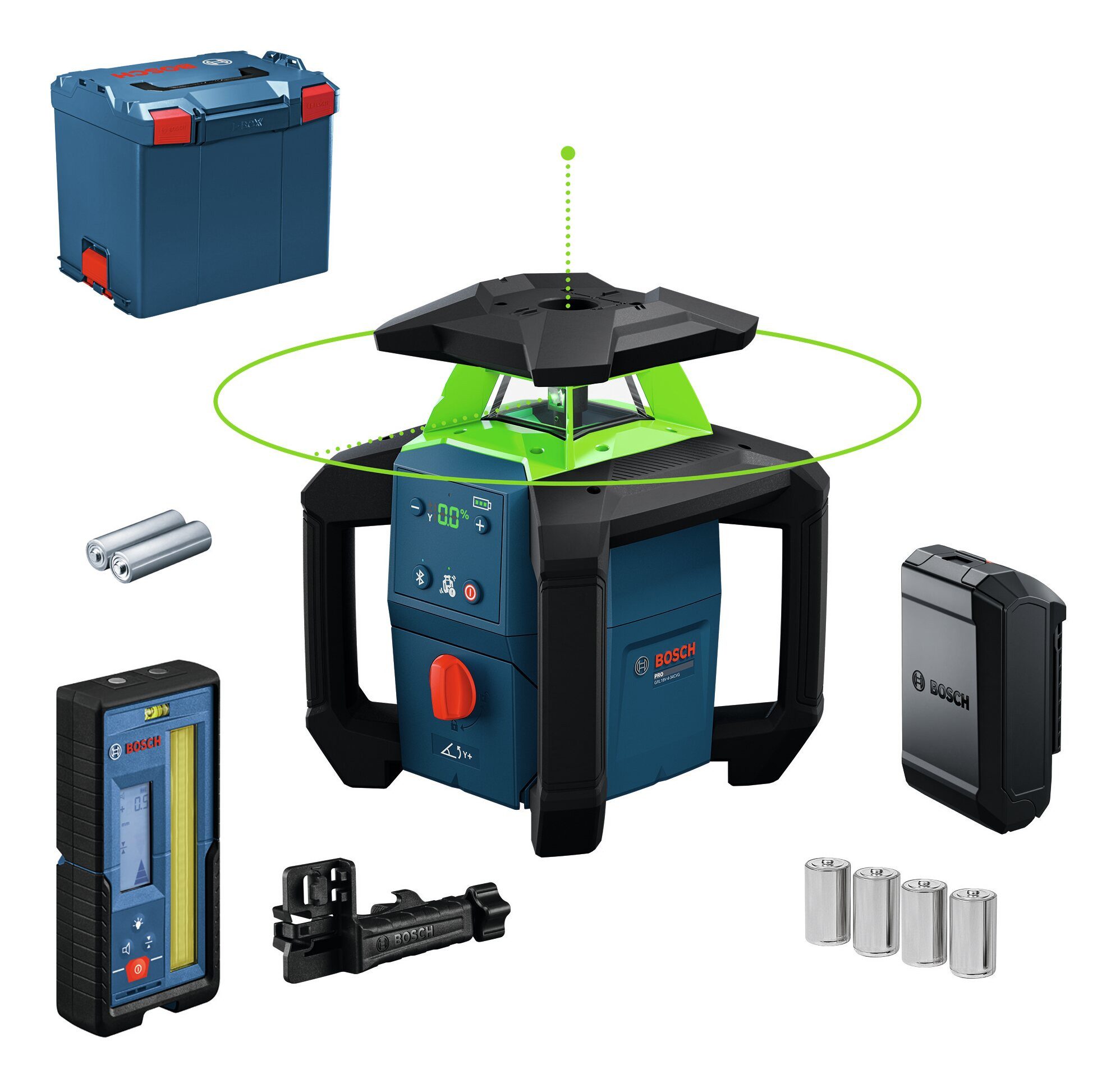 BOSCH Punkt- und Linienlaser GRL 18V-4-34CVG, Rotationslaser Ohne Akku - in L-BOXX 374