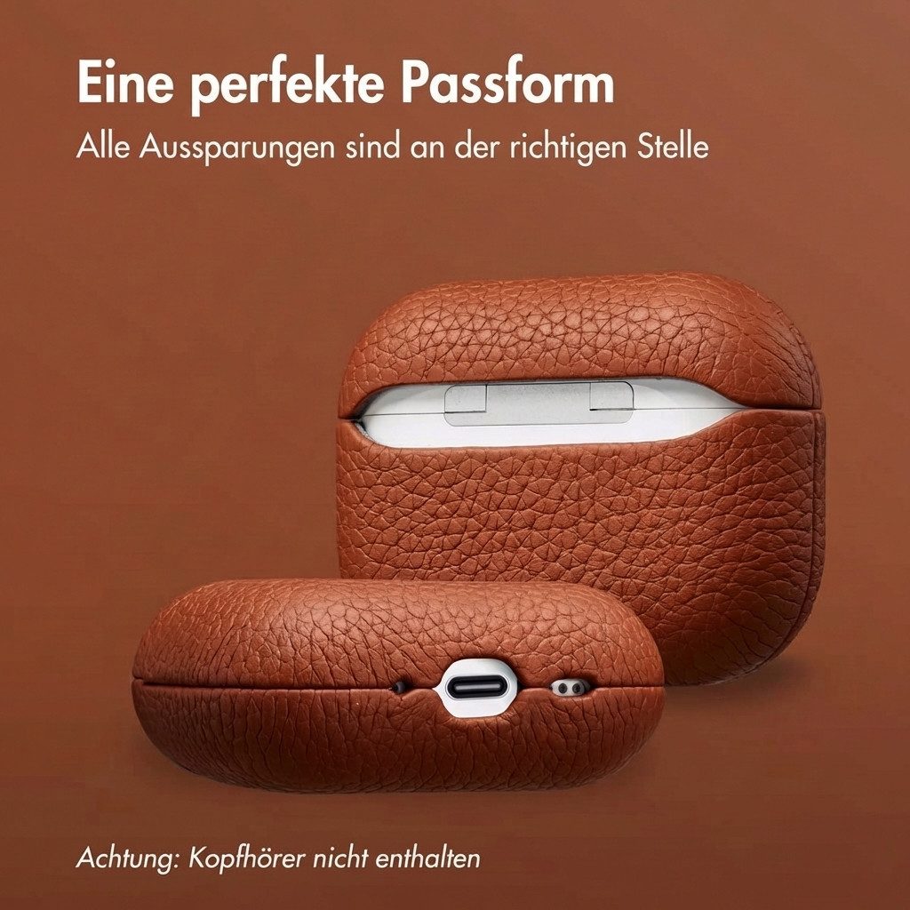 Accezz Kopfhörer-Schutzhülle Accezz Echtleder Case Apple Airpods Pro 3 - Cognac – Bild 4 von 5