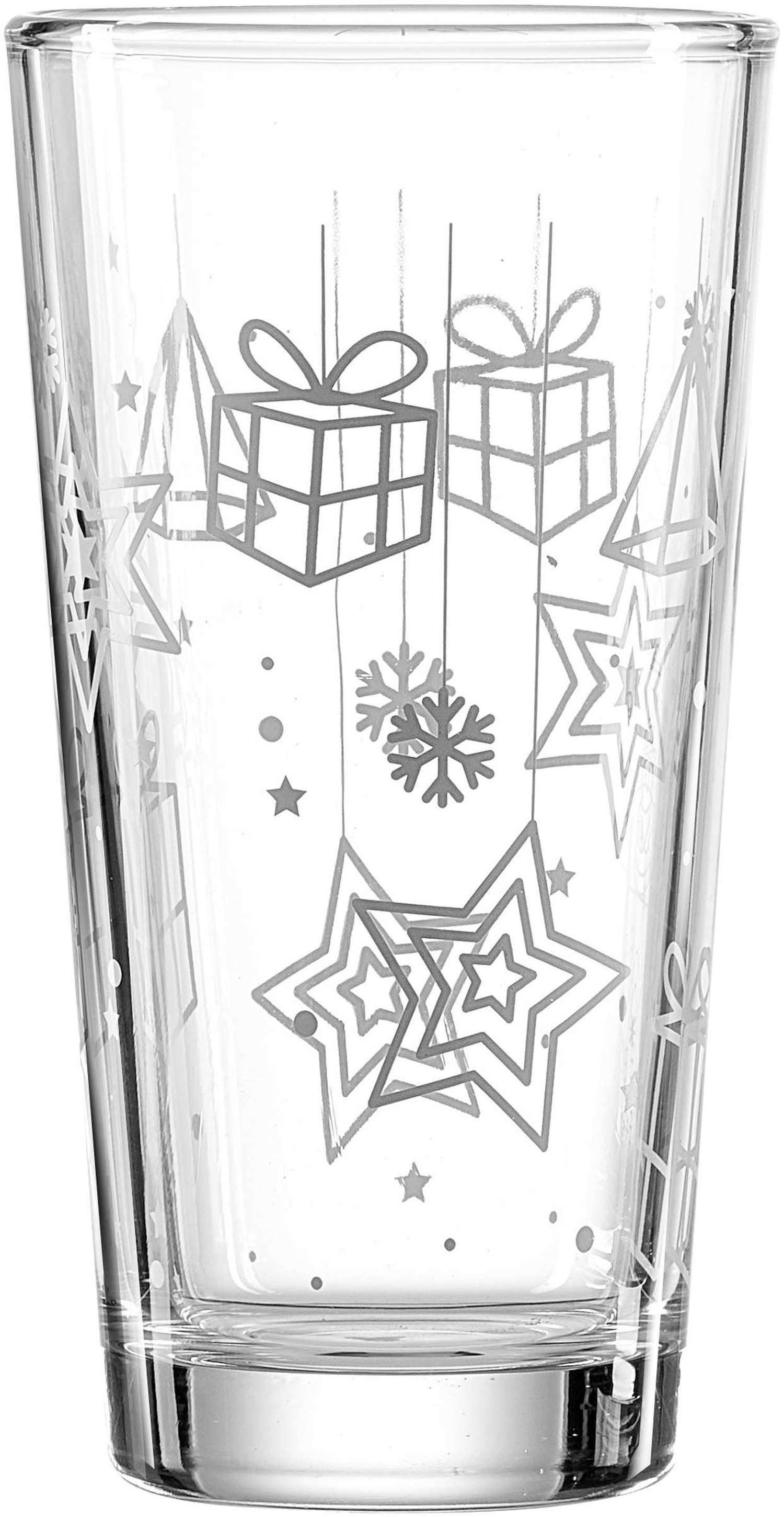 Ritzenhoff & Breker Longdrinkglas Longdrinkglas Xmas 380 ml Glas klar, Glas, Motive kommen bei farbigen Getränken zur Geltung