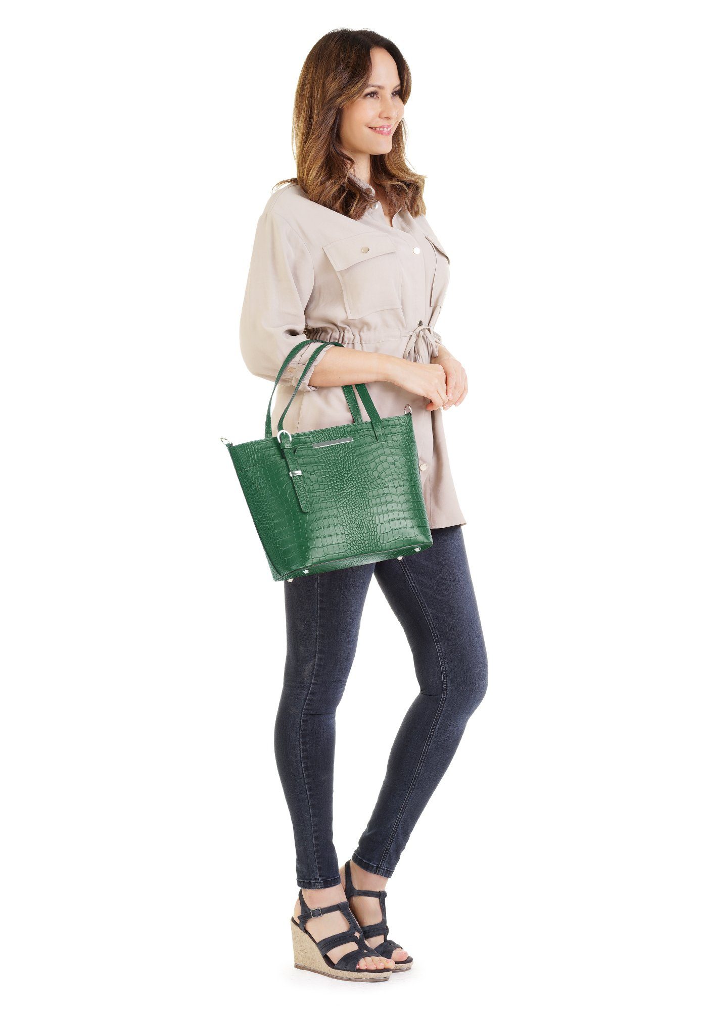 Cluty Henkeltasche, echt Leder, Made in Italy