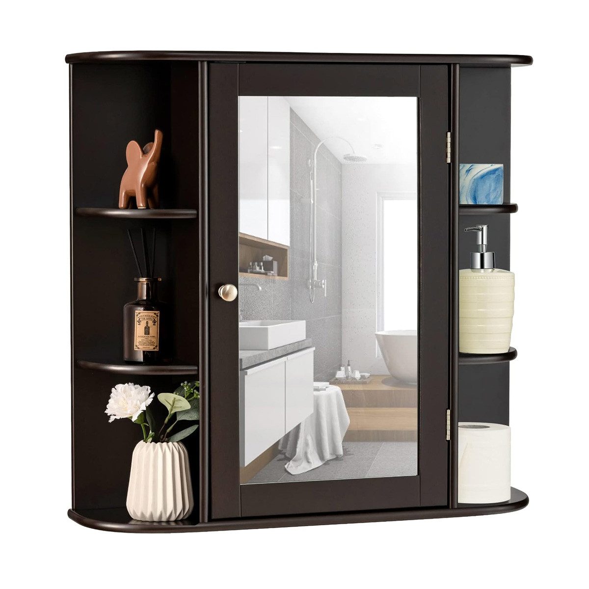 KOMFOTTEU Spiegelschrank Badschrank Hängeschrank Wandschrank mit günstig online kaufen