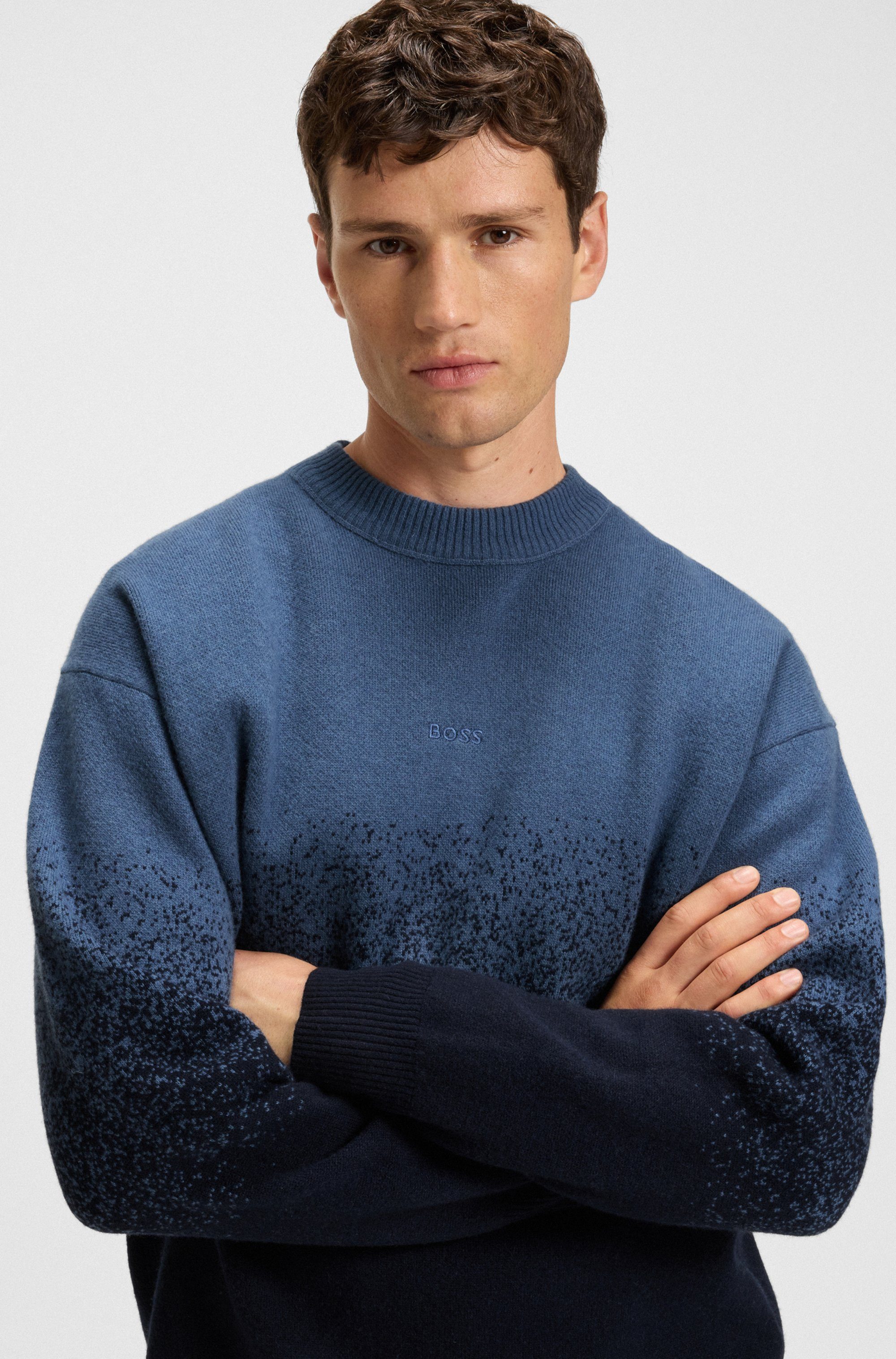 BOSS ORANGE Jacquardpullover Kalbrush Rundhalsausschnitt, Relaxed günstig online kaufen