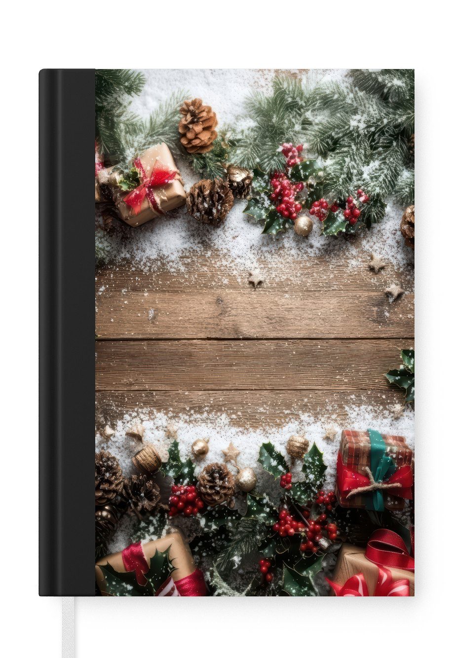 MuchoWow Notizbuch Weihnachtsdekoration - Geschenke - Holz - Mehrfarbig, Notebook, Notizblock a5, Tagebuch, Journal Liniert