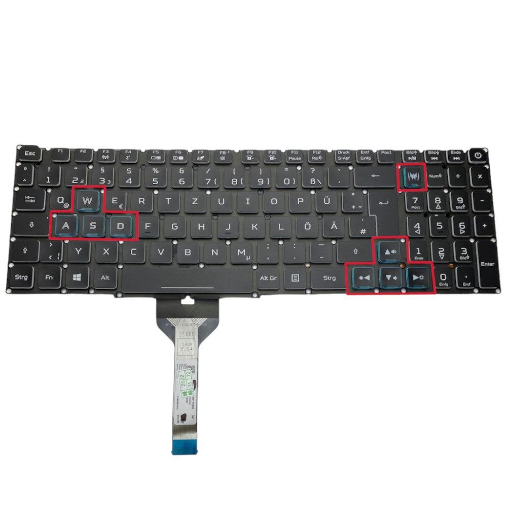 Trade-Shop Ersatz passend für Acer Nitro 5 AN515-43-R5W3 AN515-43-R6G5 Tastatur (Tasten: Deutsch, QWERTZ / mit Hintergrundbeleuchtung (Farbe: RGB)
