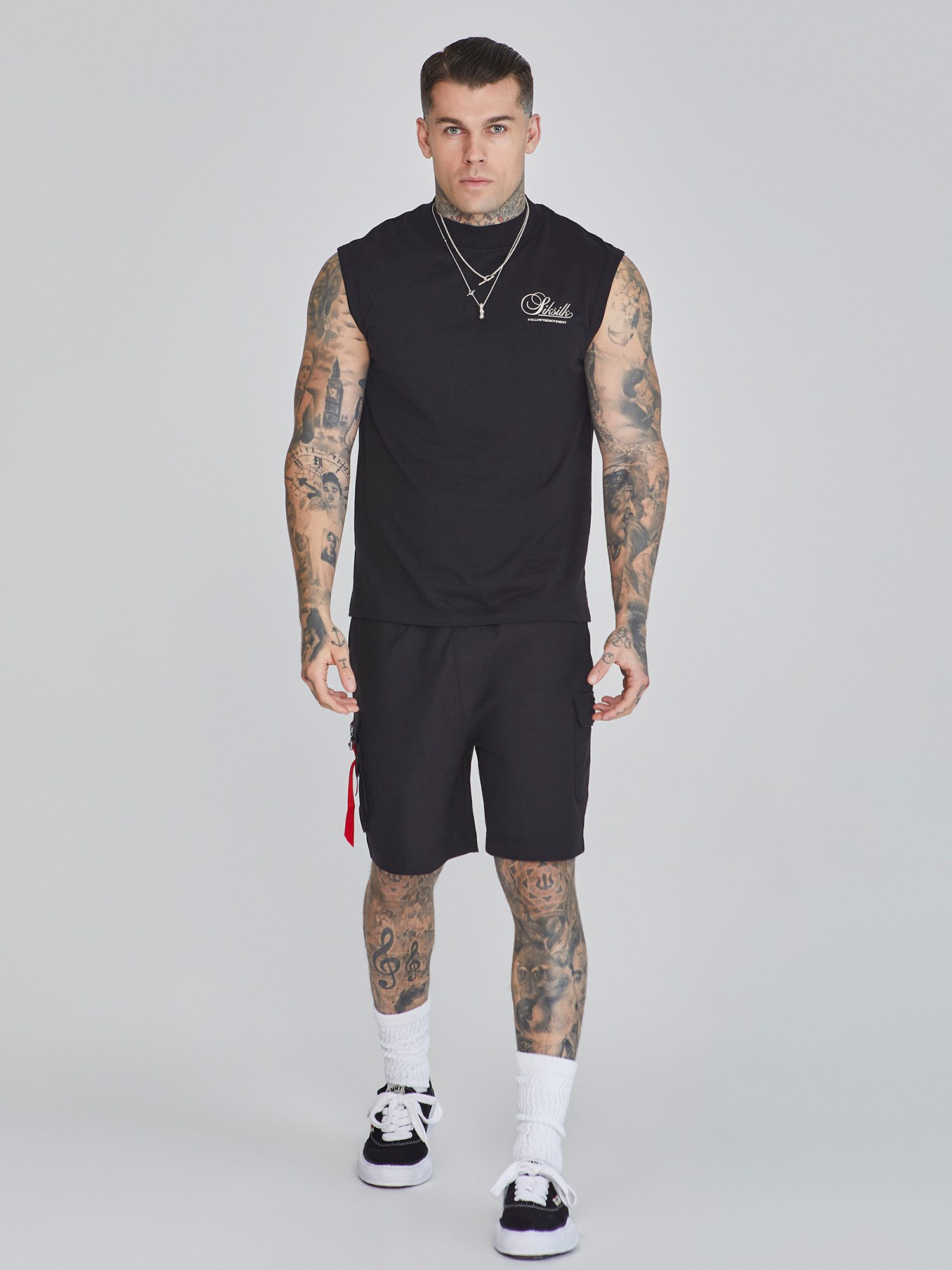 Siksilk T-Shirt SikSilk Herren Schwarzes Ärmelloses T-Shirt günstig online kaufen