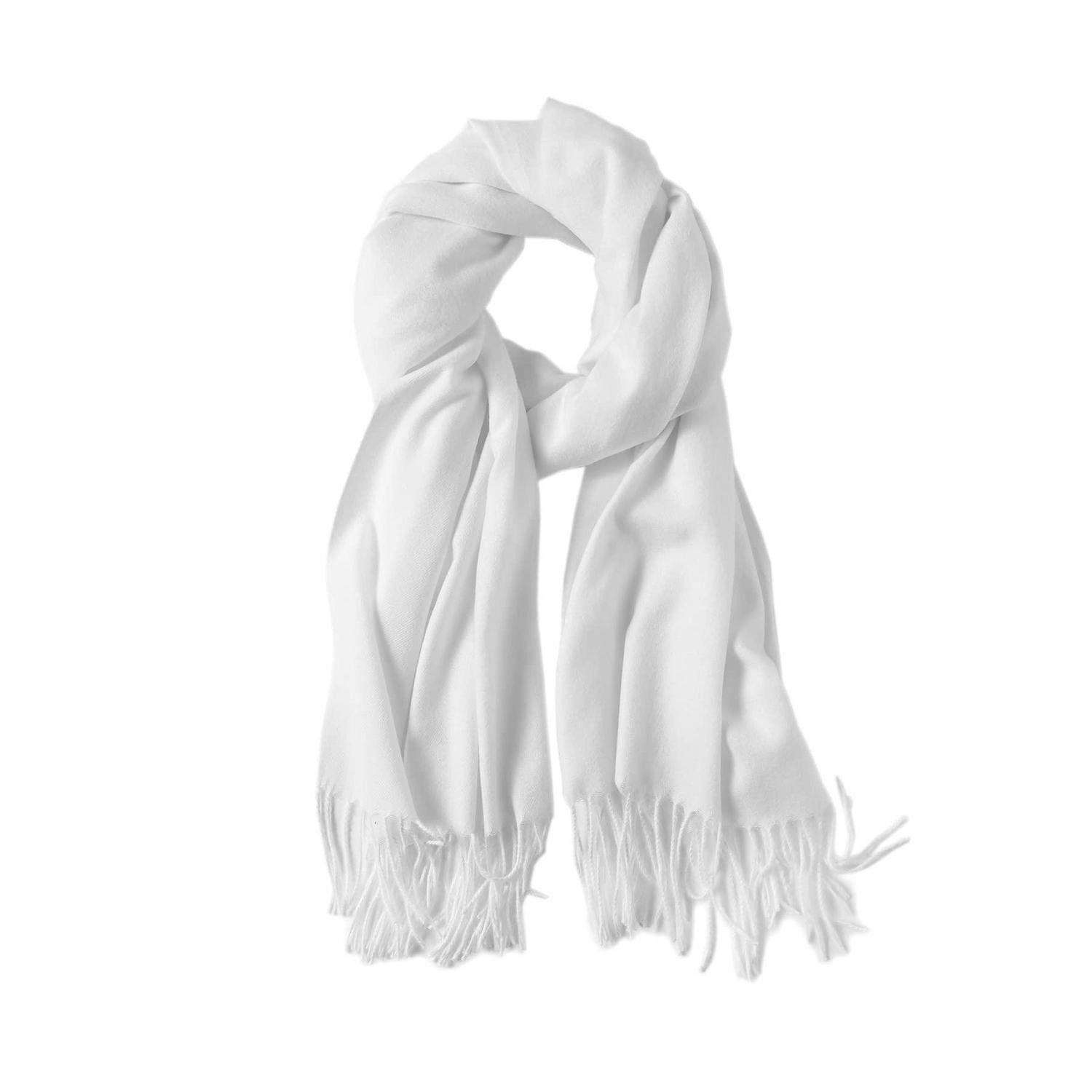 LuxusKollektion Kaschmirschal Damen Schal Kaschmir-Gefühl Fransen 200x70cm Weiß, (1-St)