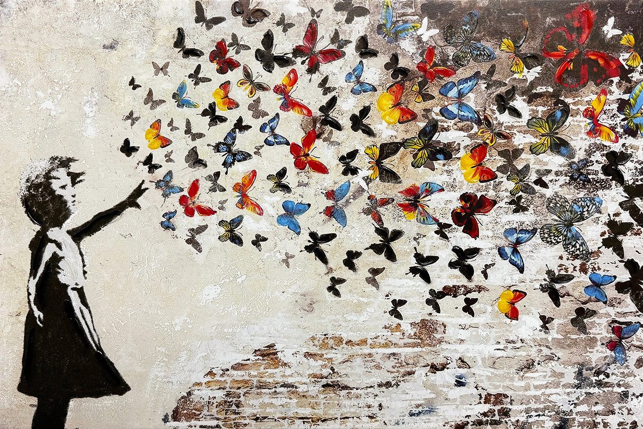 ArtUniverse Gemälde Butterfly Girl 30 x 45 cm, Menschenmotiv