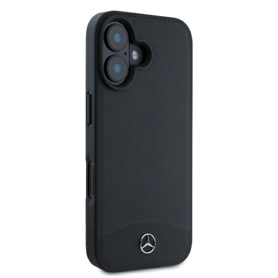 Mercedes Benz Handyhülle iPhone 16 Echtleder schwarz Stern MagSafe kompatibel 6,1 Zoll, Kantenschutz – Bild 4 von 5