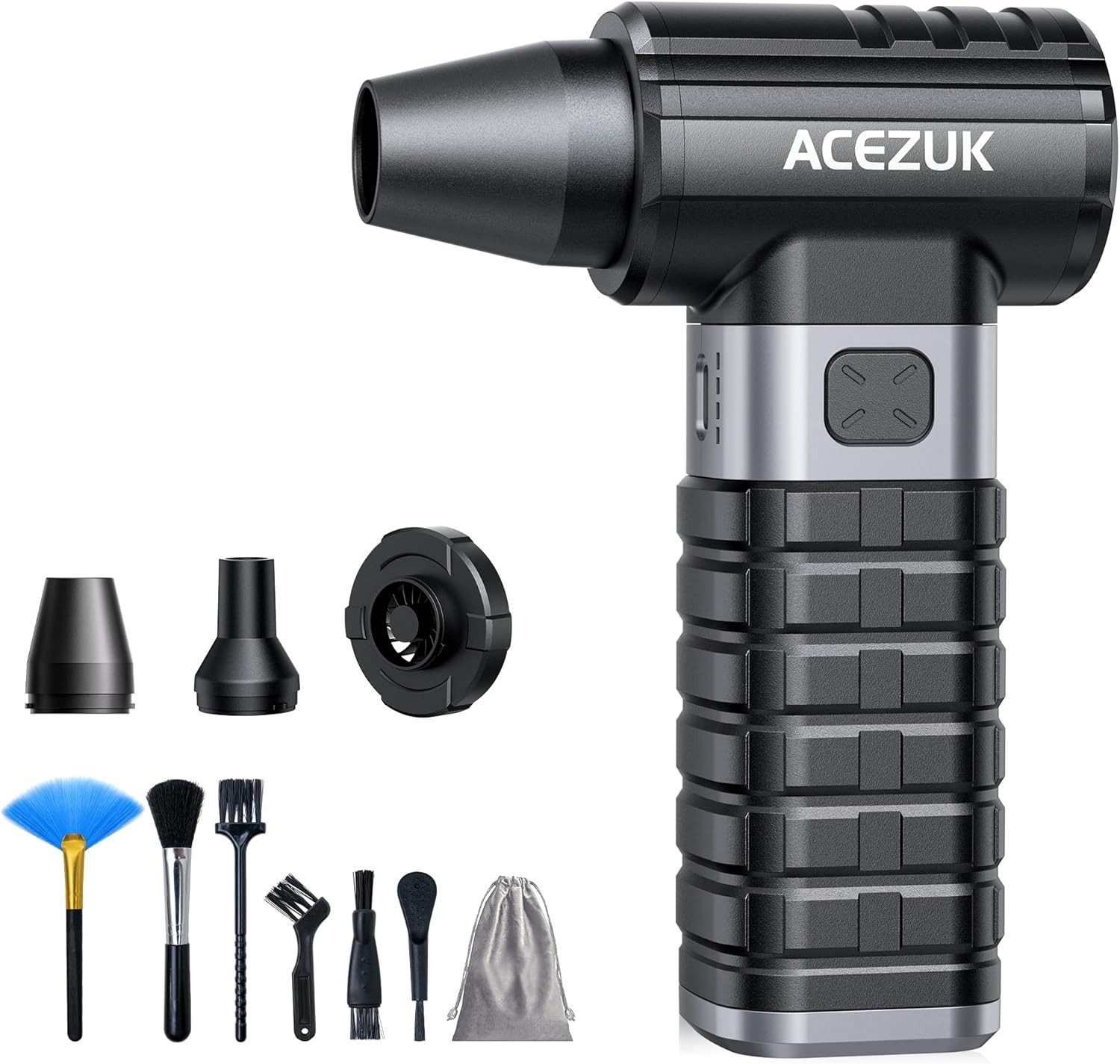 Acezuk Druckluftgeräte-Set, Elektrischer Akku-Luftbläser, 4-tlg., Reinigen, Aufpumpen und Entlüften, 4 Geschwindigkeiten,10.500 mAh Akku & USB-C Schnellladung