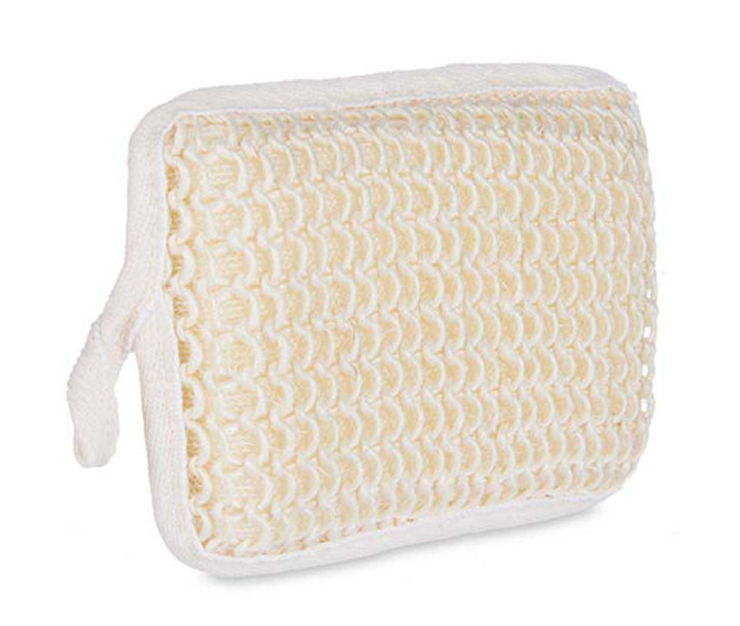 Berilo Duschschwamm BADESCHWAMM aus Sisal 16,5×11×3cm Weiß-Beige Naturschwamm 70, Duschschwamm Körperschwamm Körper Massage Schwamm