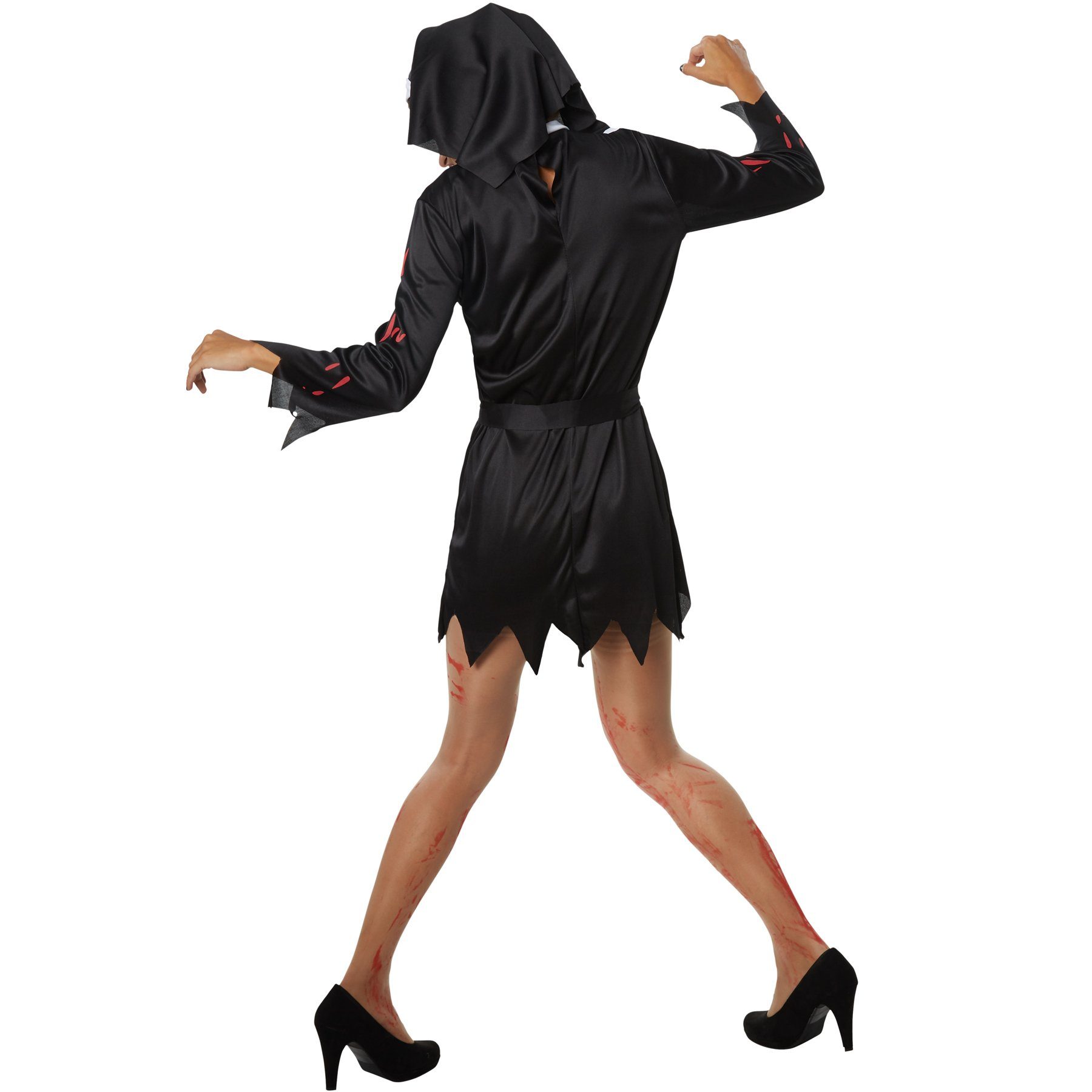 dressforfun Kostüm Ordensschwester/Klosterfrau, in der Farbe schwarz/weiß, Rocksaum, Konfektionsgröße XXL, Überall auf dem Gewand verteilte Blutflecke