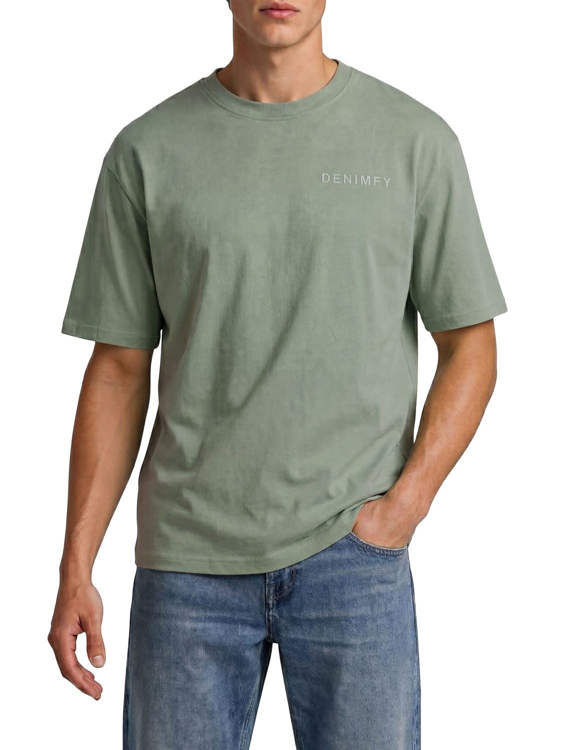 DENIMFY T-Shirt Herren Basic Shirt DFTed 3er Set Pack Relaxed Fit (Vorteilspack, 3-tlg) Kurzarm Tee Shirt mit Rundhalsausschnitt aus 100% Baumwolle