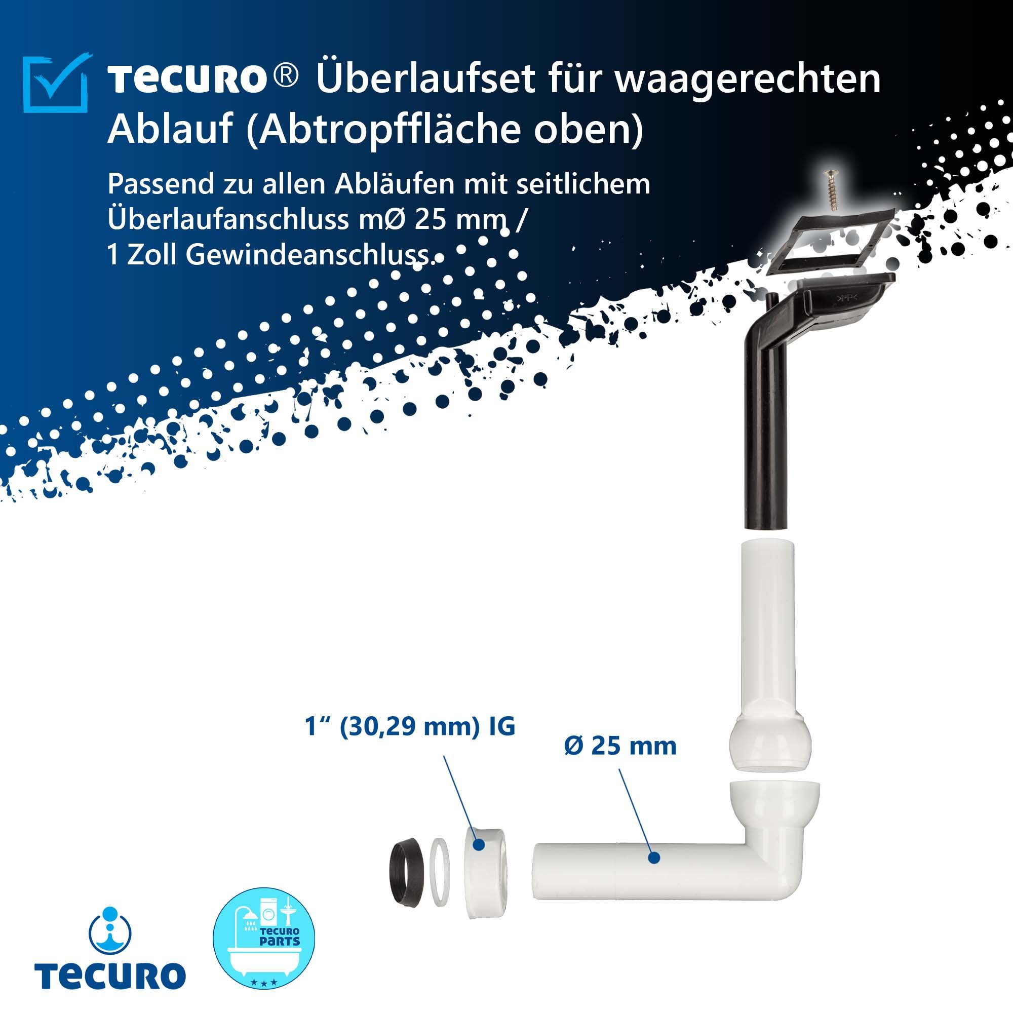 tecuro Ab- und Überlaufgarnitur Spülen Siphon Geruchsverschluss flexibel kürzbarer Ablaufschlauch