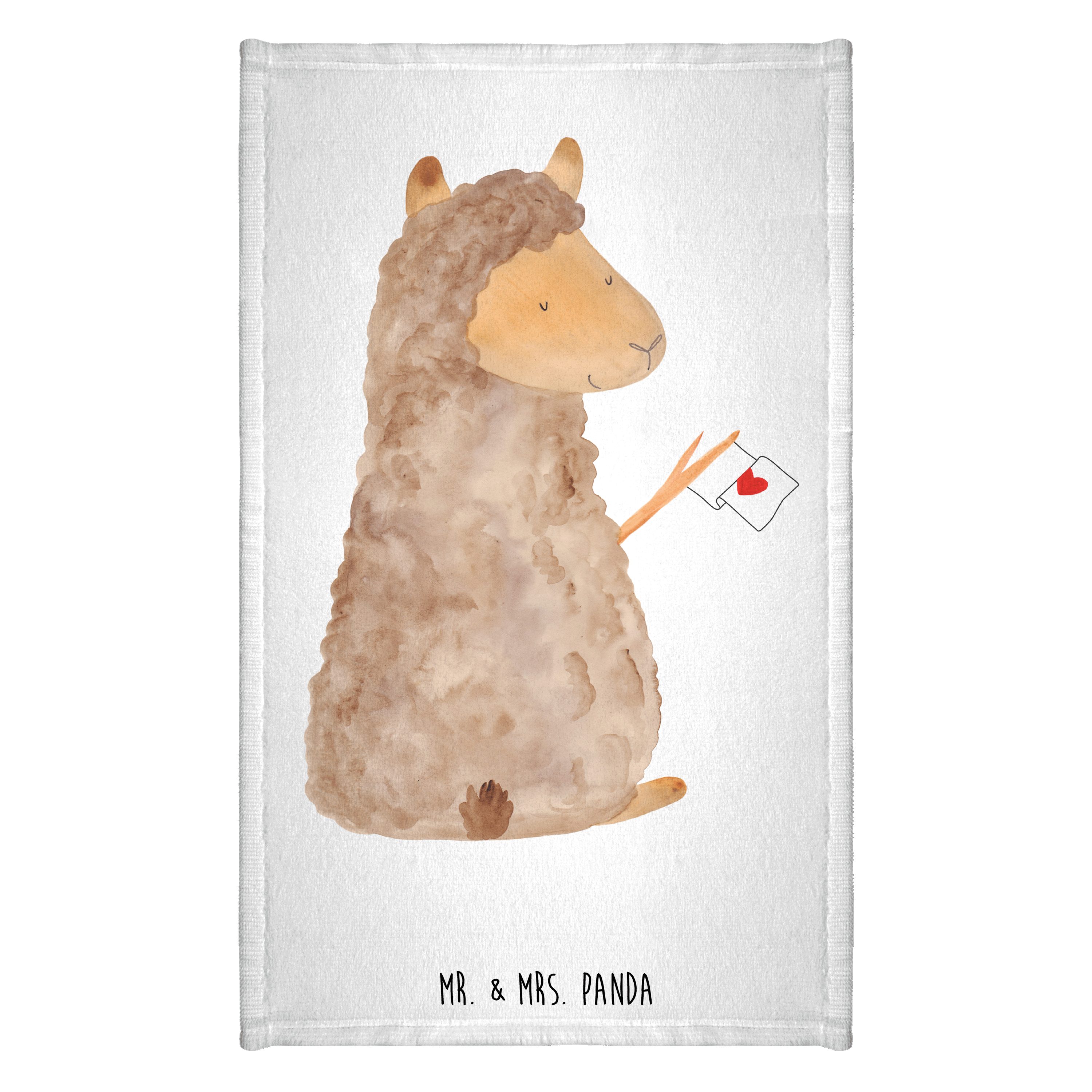 Handtuch Alpaka Fahne - Weiß - Geschenk, Alpakas, Gästetuch, Liebe, Lama, Kind