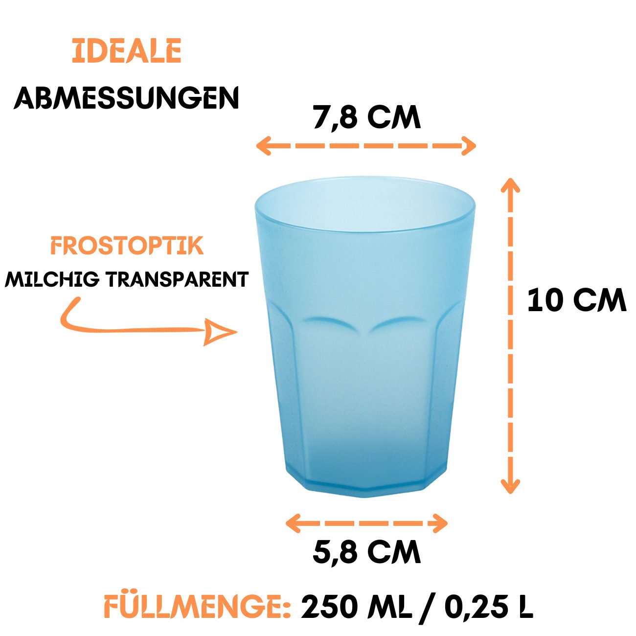 Engelland Becher Plastikbecher in modernen Neonfarben, Mehrweg, 1-tlg., Kunststoff, spülmaschinengeeignet, bruchfest, wiederverwendbar, 250 ml, 0,25 Liter – Bild 5 von 5