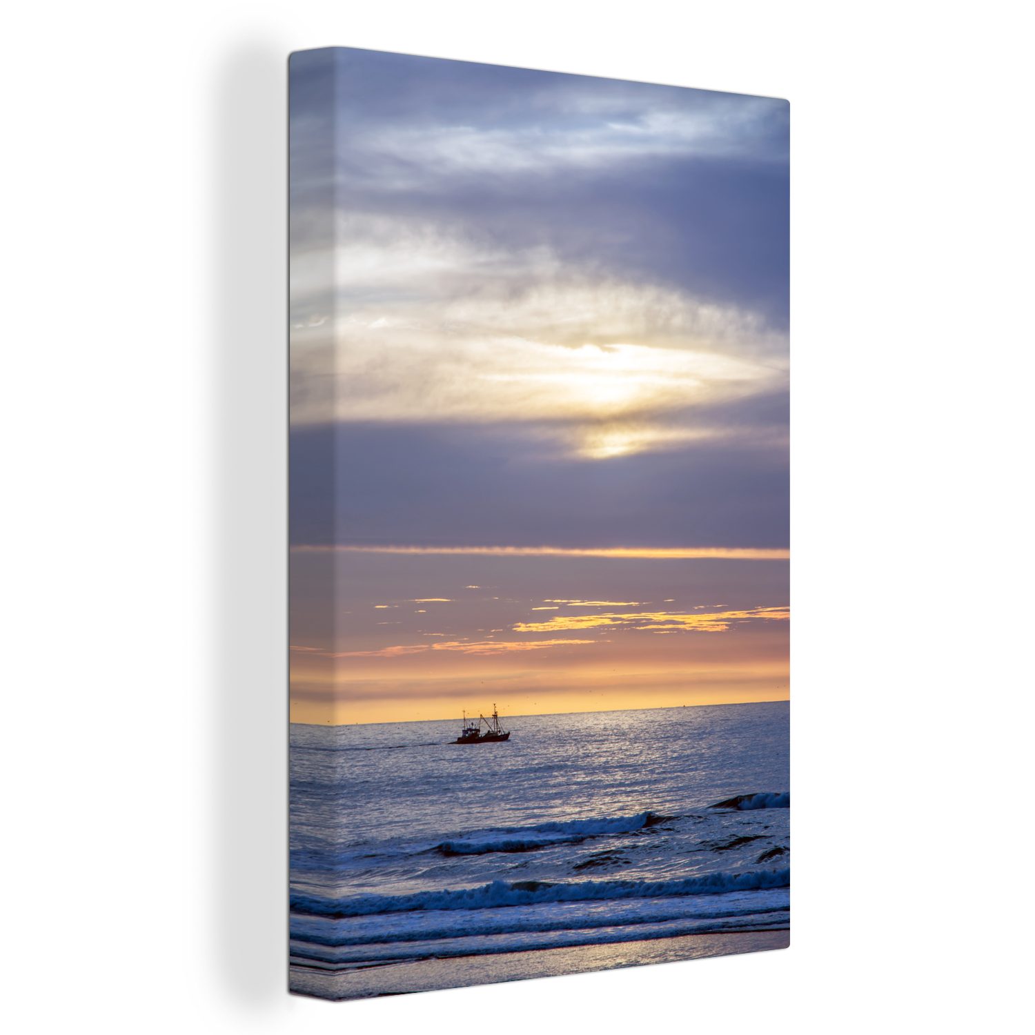 OneMillionCanvasses® Leinwandbild Sonnenuntergang über der Nordsee in Friesland, (1 St), Leinwandbild fertig bespannt inkl. Zackenaufhänger, Gemälde, 20x30 cm