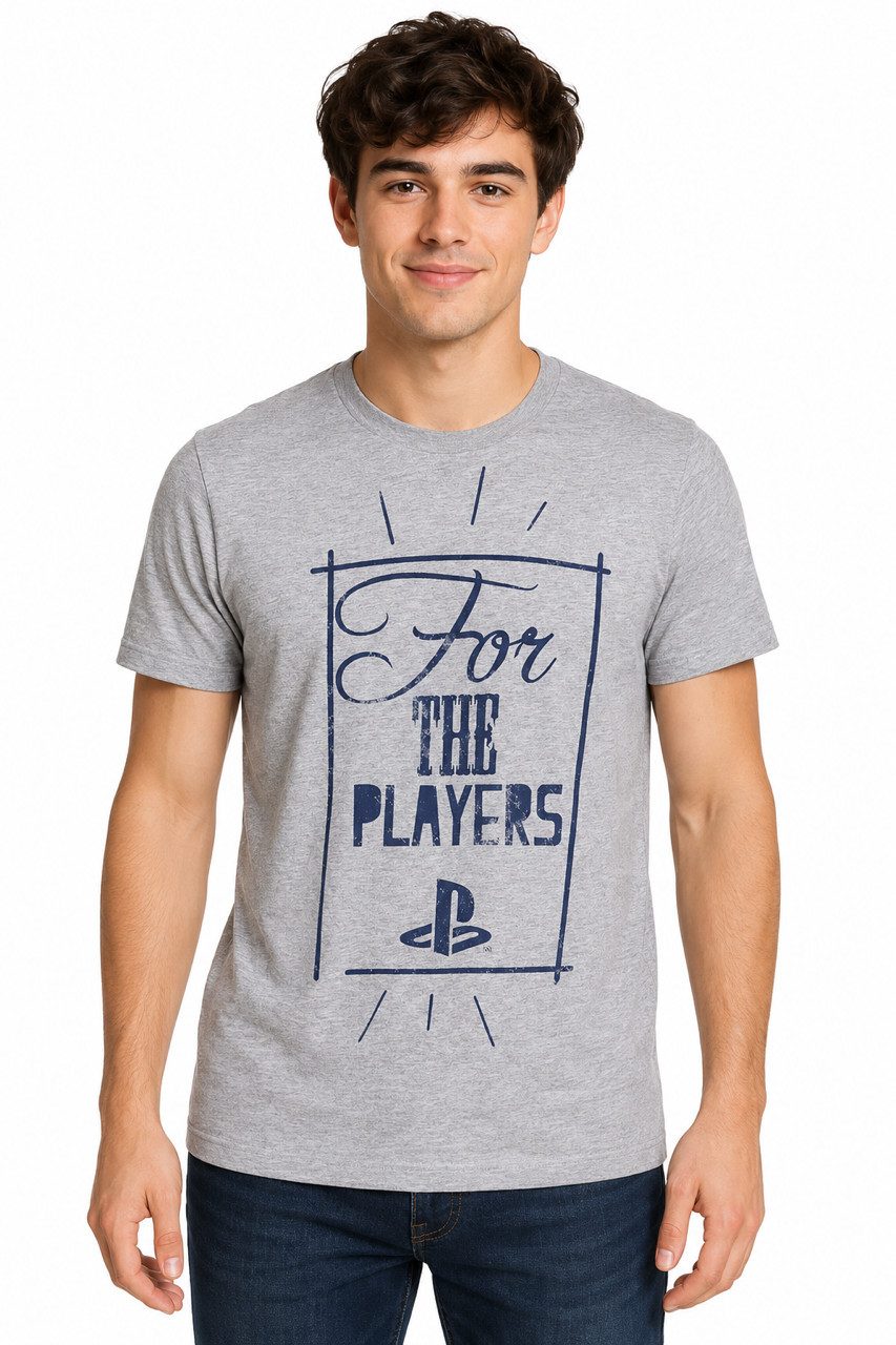Playstation Print-Shirt FOR THE PLAYERS Playstation T-Shirt grau meliert S XL