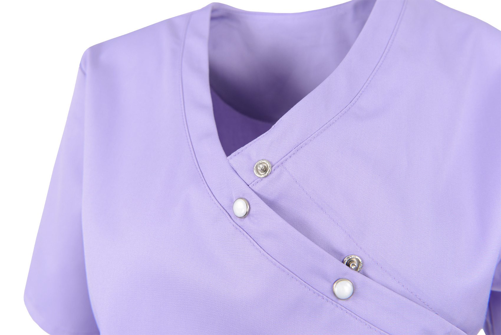 BEB Schlupfbluse beb MEDIZIN/PFLEGE Damen KASACK Kurz V-Neck Baumwollmix Flieder – Bild 5 von 5
