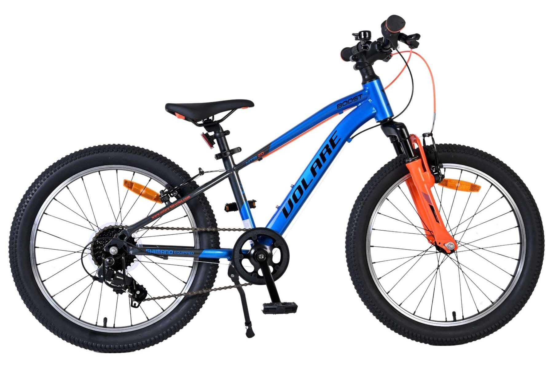 Volare Kinderfahrrad Boost 20 Zoll Blau/Grau mit 7 Gängen und Handbremse, Shimano 7-Gang-Schaltung, sportliches Design, zwei Handbremsen