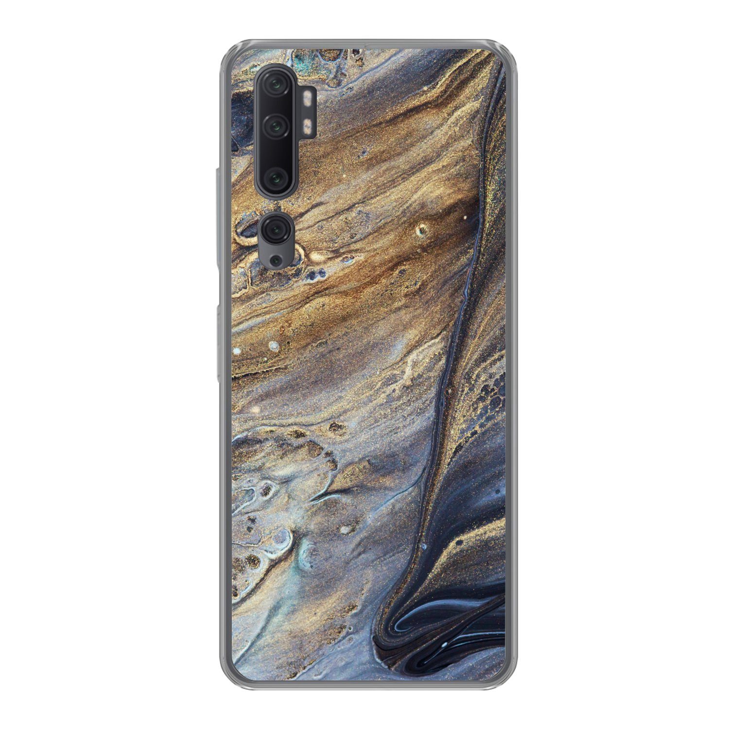 MuchoWow Handyhülle für Xiaomi Mi Note 10 Pro Marmor - Gold - Aquarell - Textur - Marmorop