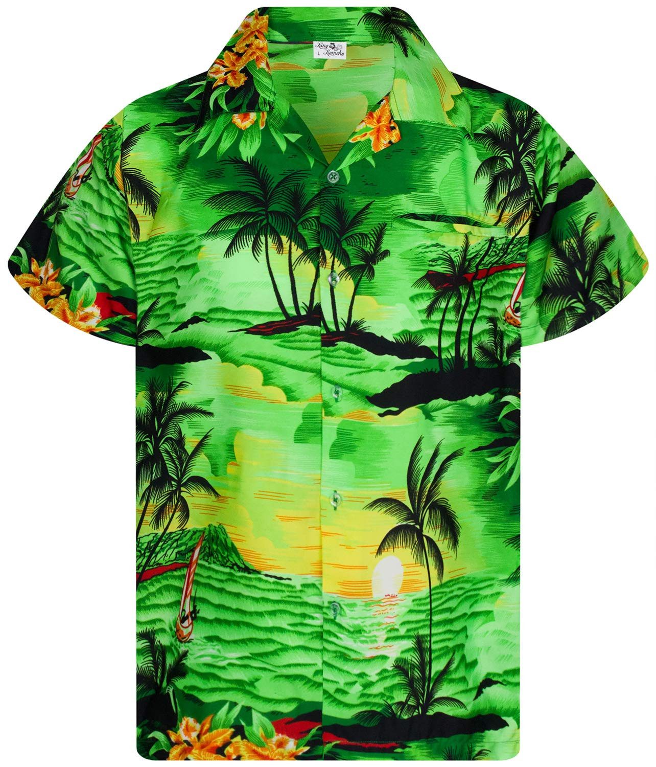 King Kameha Hawaiihemd Surf Kids Funky Hawaii-Hemd Kinder Kurzarm Front-Tasche Unisex