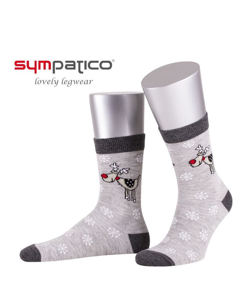 Sympatico Socken Tagessocken Crew Happy Rudi (Weihnachten) - hellgrau - 1 P günstig online kaufen