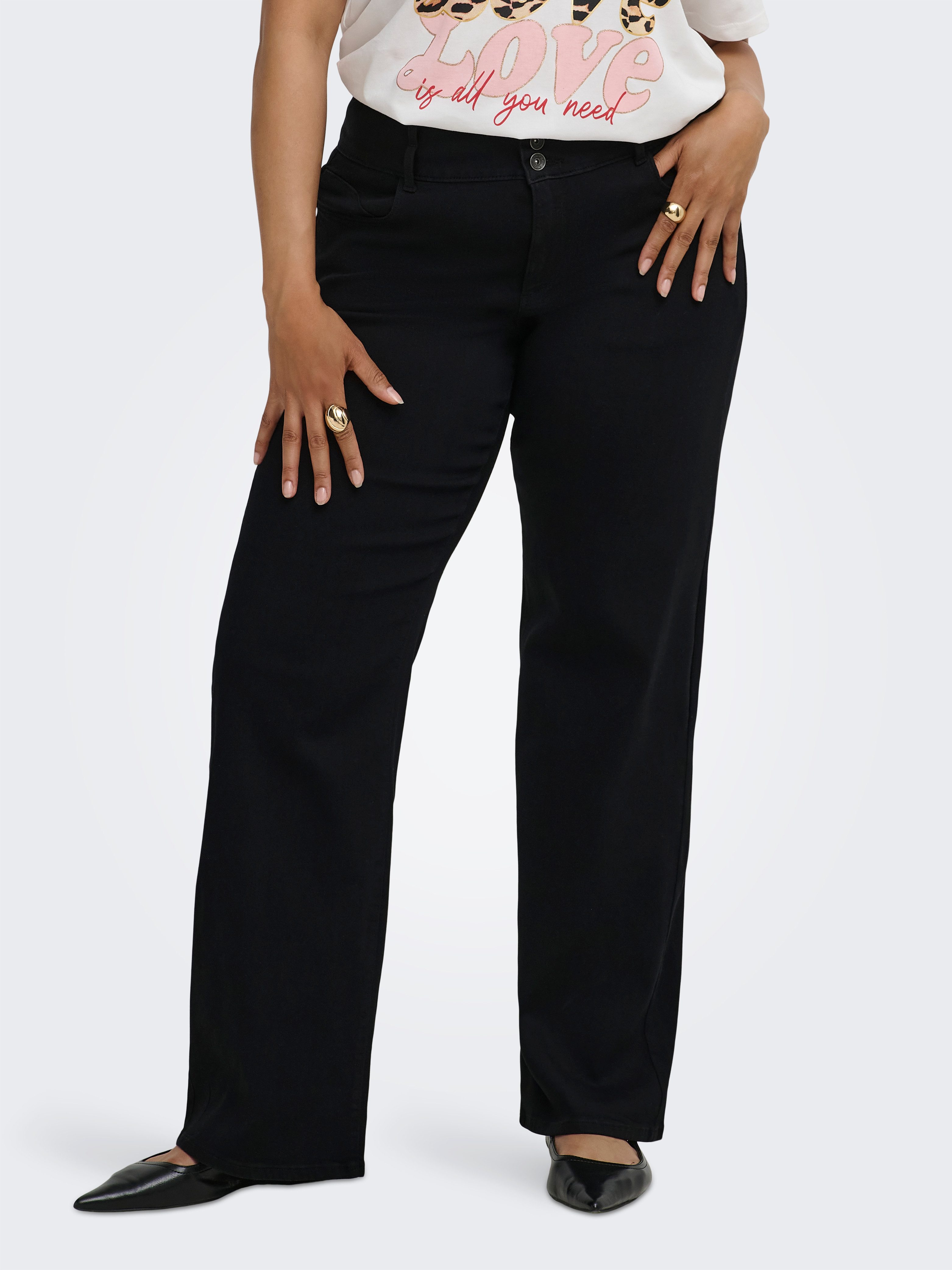 ONLY CARMAKOMA High-waist-Jeans CARANNA HW WIDE BLACK DNM NOOS Viskosemischung, High Waist