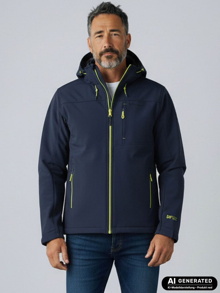 Dry Fashion Softshelljacke Amrum Herren Jacke Softshell Fleece-Innenfutter - Outdoor-Jacke Modern Atmungsaktiv, Wind- & wasserabweisend, 2-Wege-Reißverschluss, Taschen