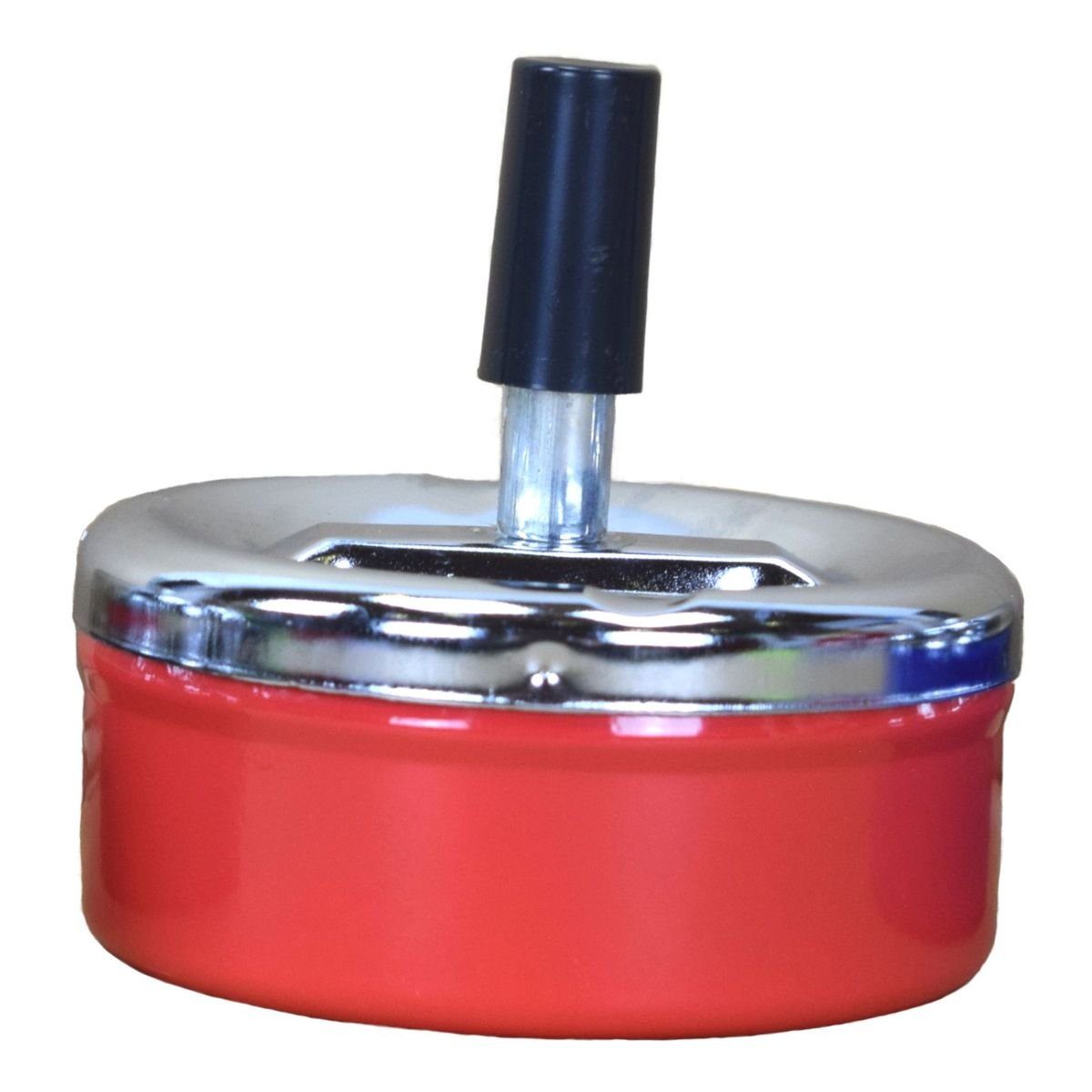 Drehaschenbecher Edelstahl 13,5cm - Schwarz Mit Deckel