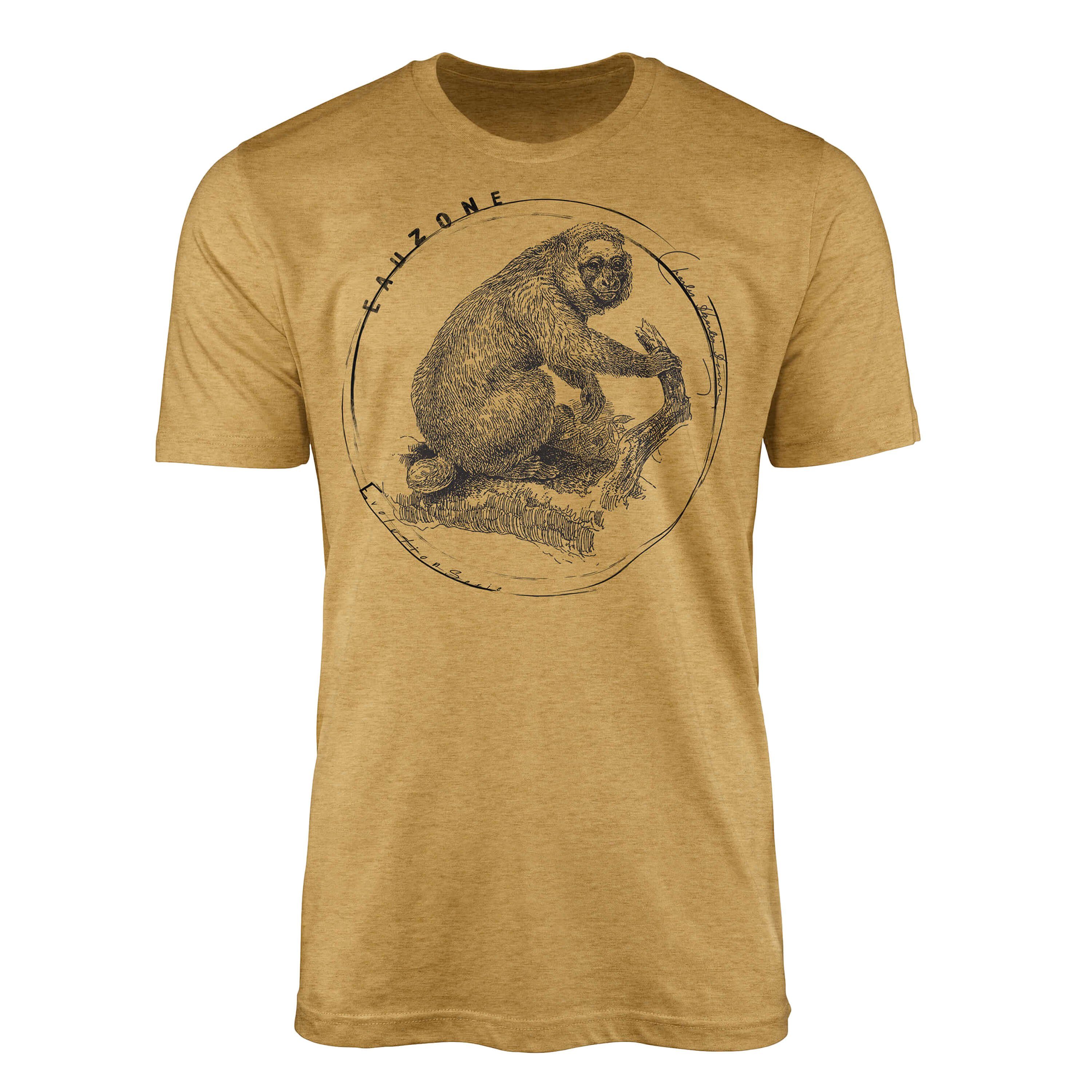 Sinus Art T-Shirt Evolution Herren T-Shirt Kahlkopf-Saki Antique Gold