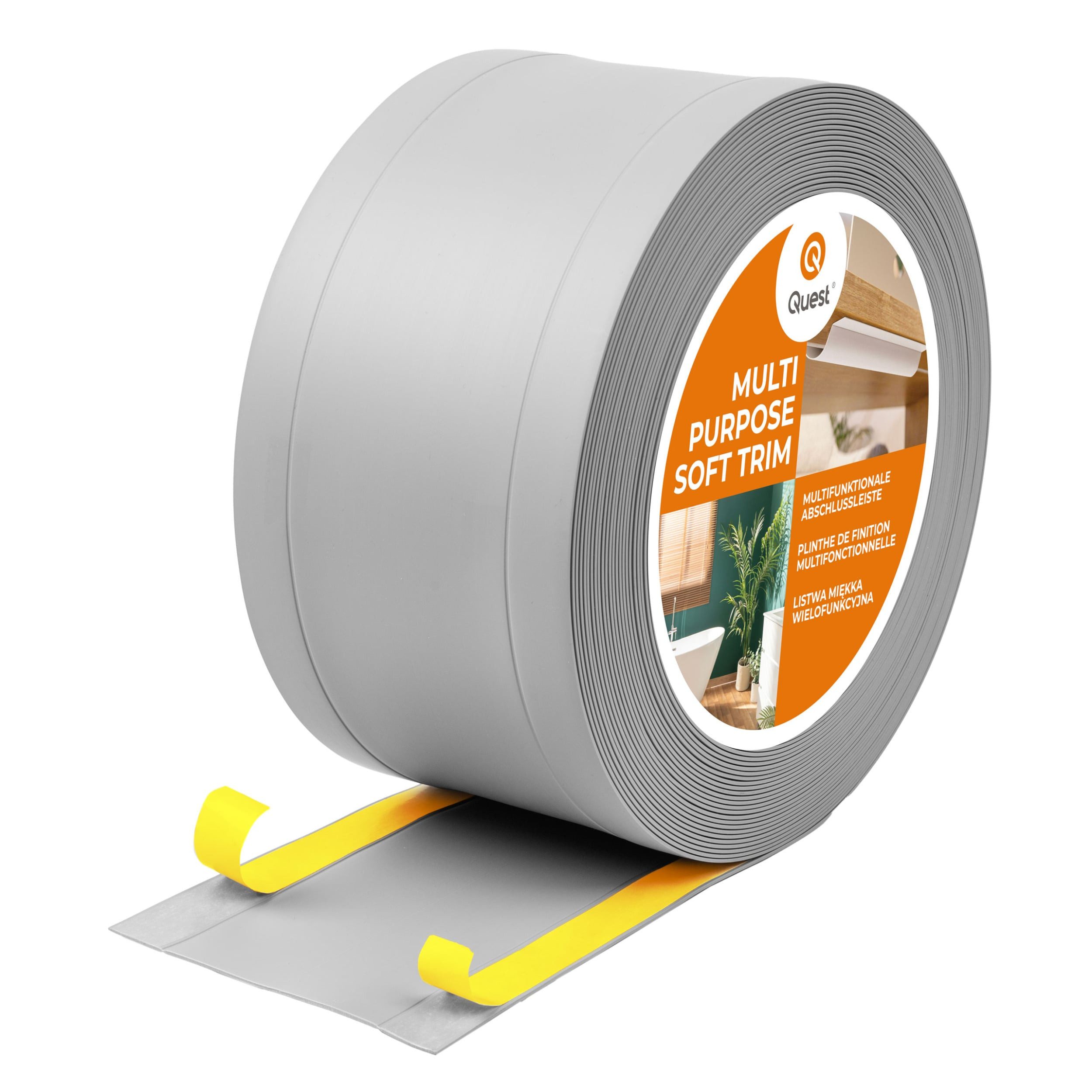 Quest Abschlussleiste Multifunktionsleiste W1 6in1 selbstklebend 75 mm, Selbstklebend, Kunststoff (PVC), 1-St., selbstklebend, 6in1, 75 mm, 5-m-Rolle