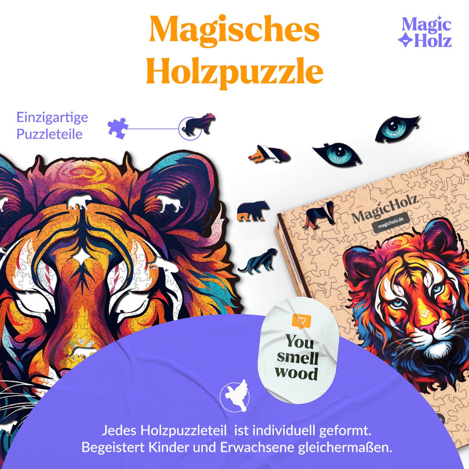 MagicHolz Puzzle MagicHolz Die majestätische Güte Tiger Holzpuzzle, 321 Puzzleteile