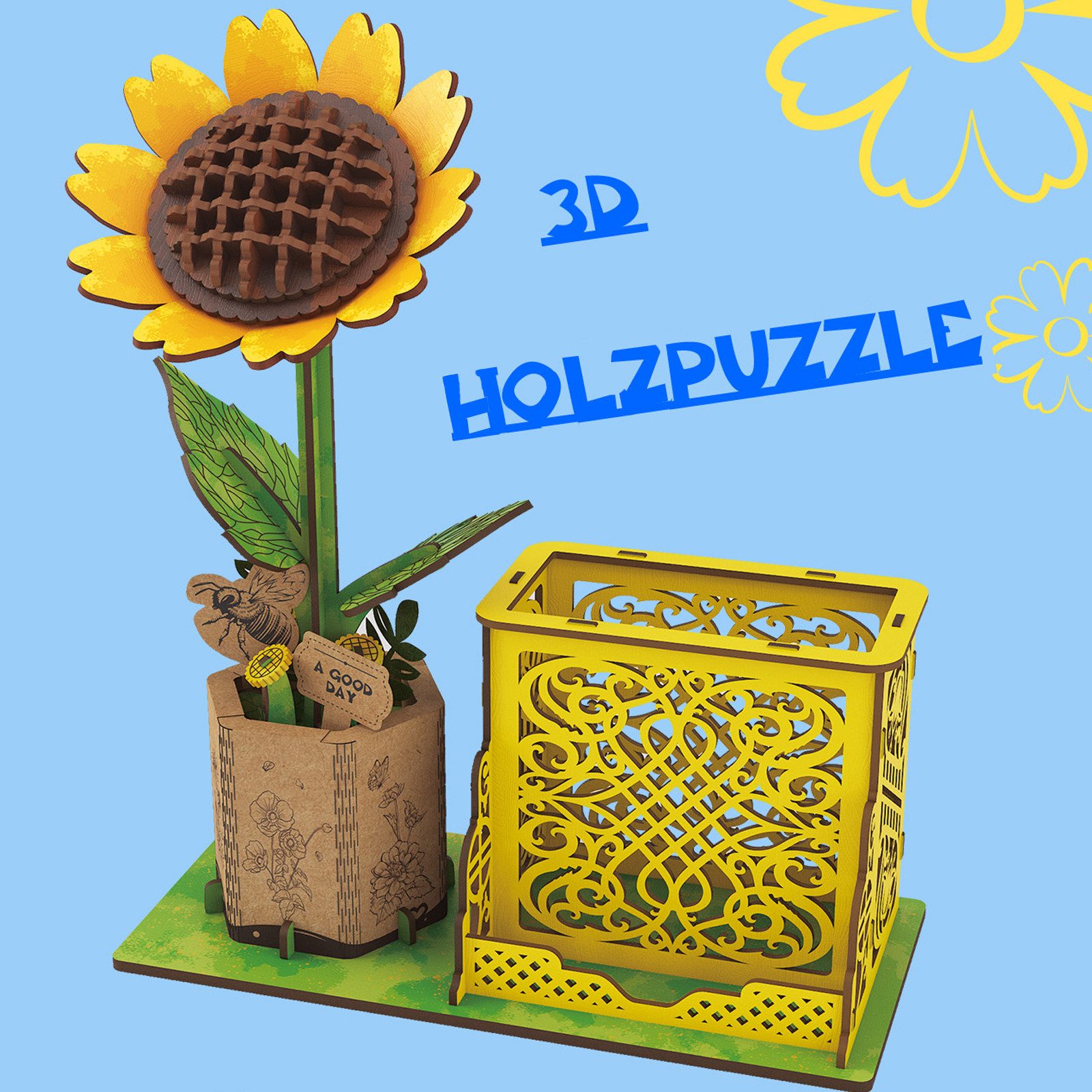 Esun 3D-Puzzle 3D Puzzle Holz, DIY-Blume Aus Holz, Modellbausätze Für Blumen, 85 Puzzleteile, Heimdekoration Und Valentinstags-Geschenkset