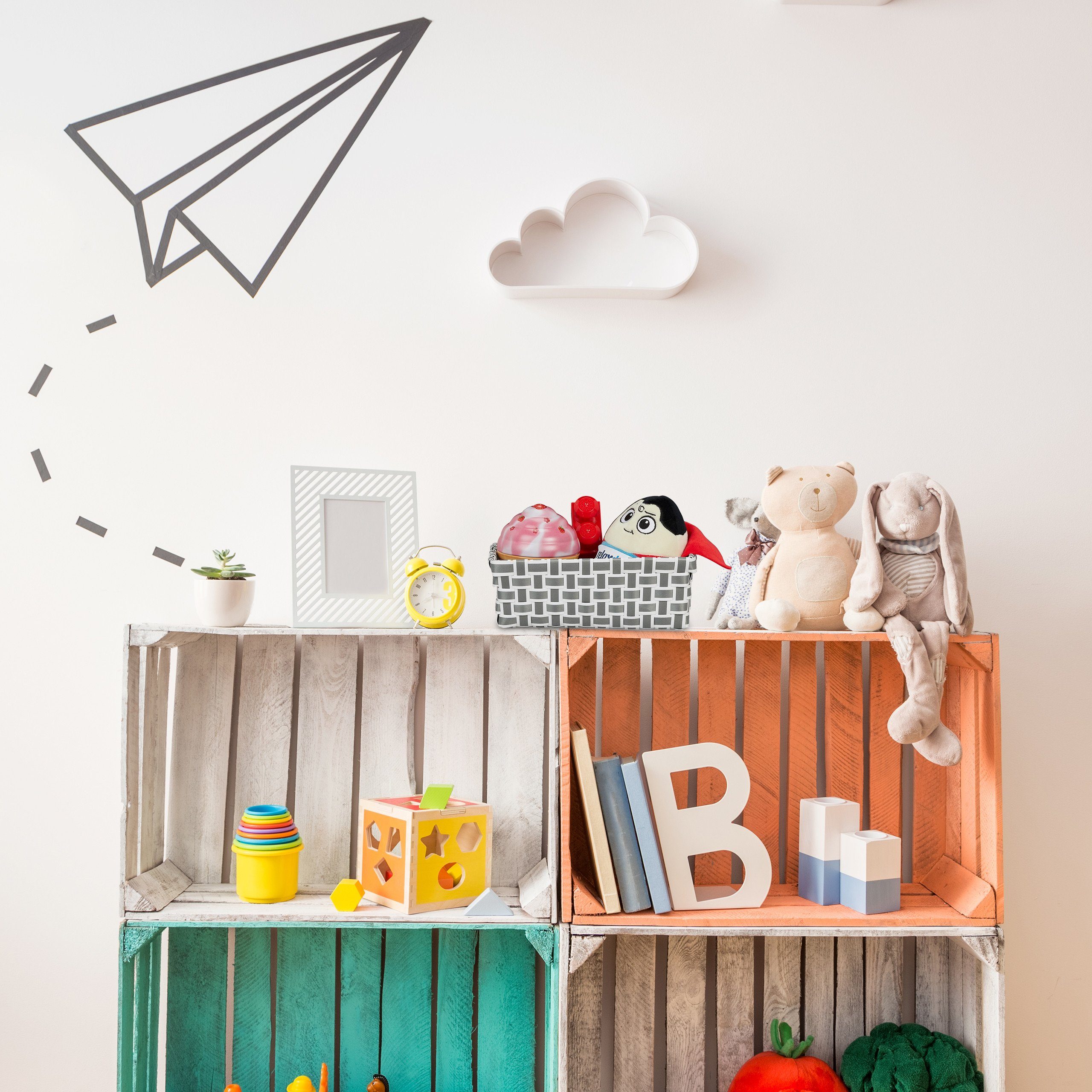 relaxdays Aufbewahrungskorb 8er Set, Weiss-grau günstig online kaufen