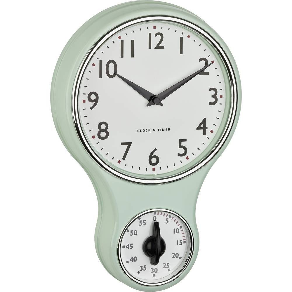 TFA Dostmann Wanduhr Küchen-Quarz-Wanduhr mit Timer 60.3073.20