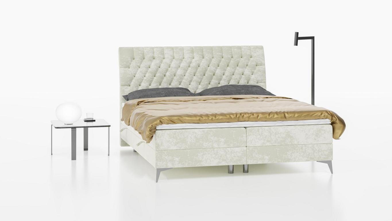 JVmoebel Boxspringbett Chesterfield Bett Design Luxus Doppelbett Schlafzimmer Boxspringbett, Made in Europa Beige