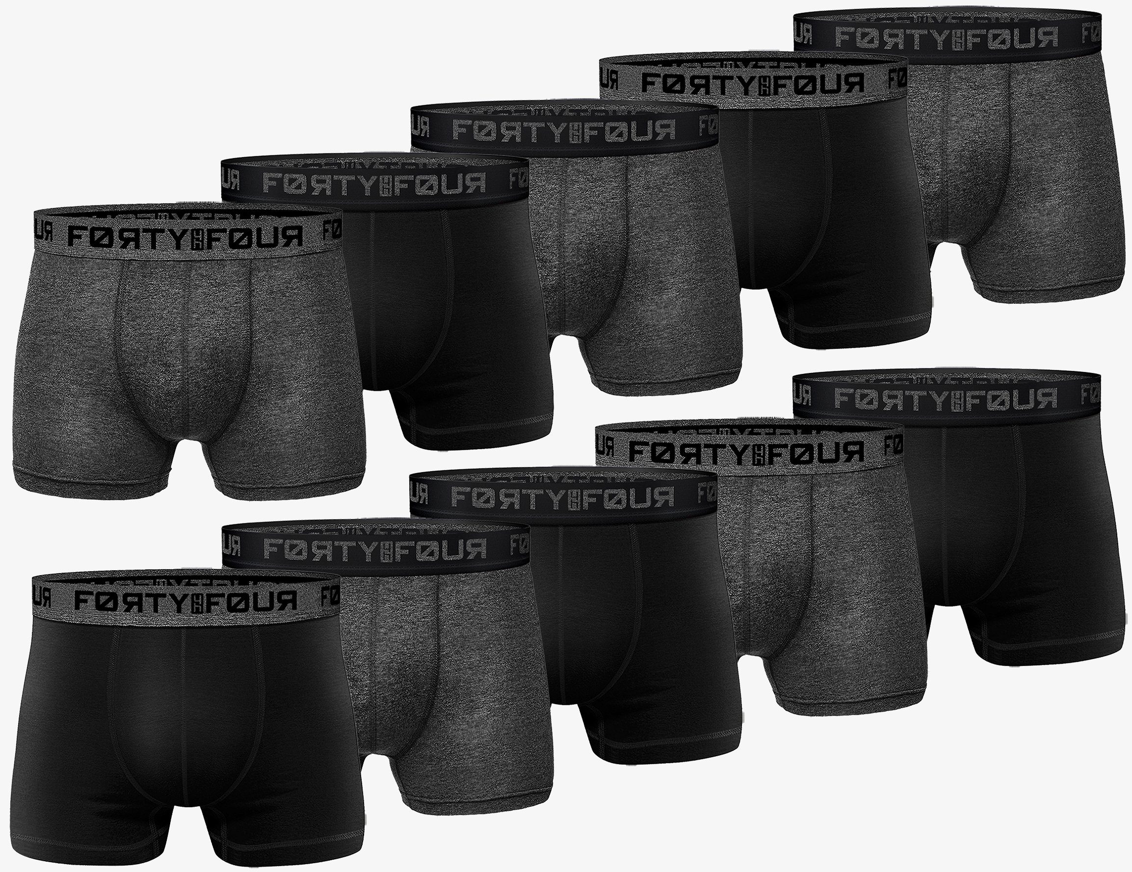 FortyFour Boxershorts Herren Männer Unterhosen Baumwolle Premium Qualität perfekte Passform (Spar Pack, 10er Pack) S - 7XL 710e-schwarz/anthrazit
