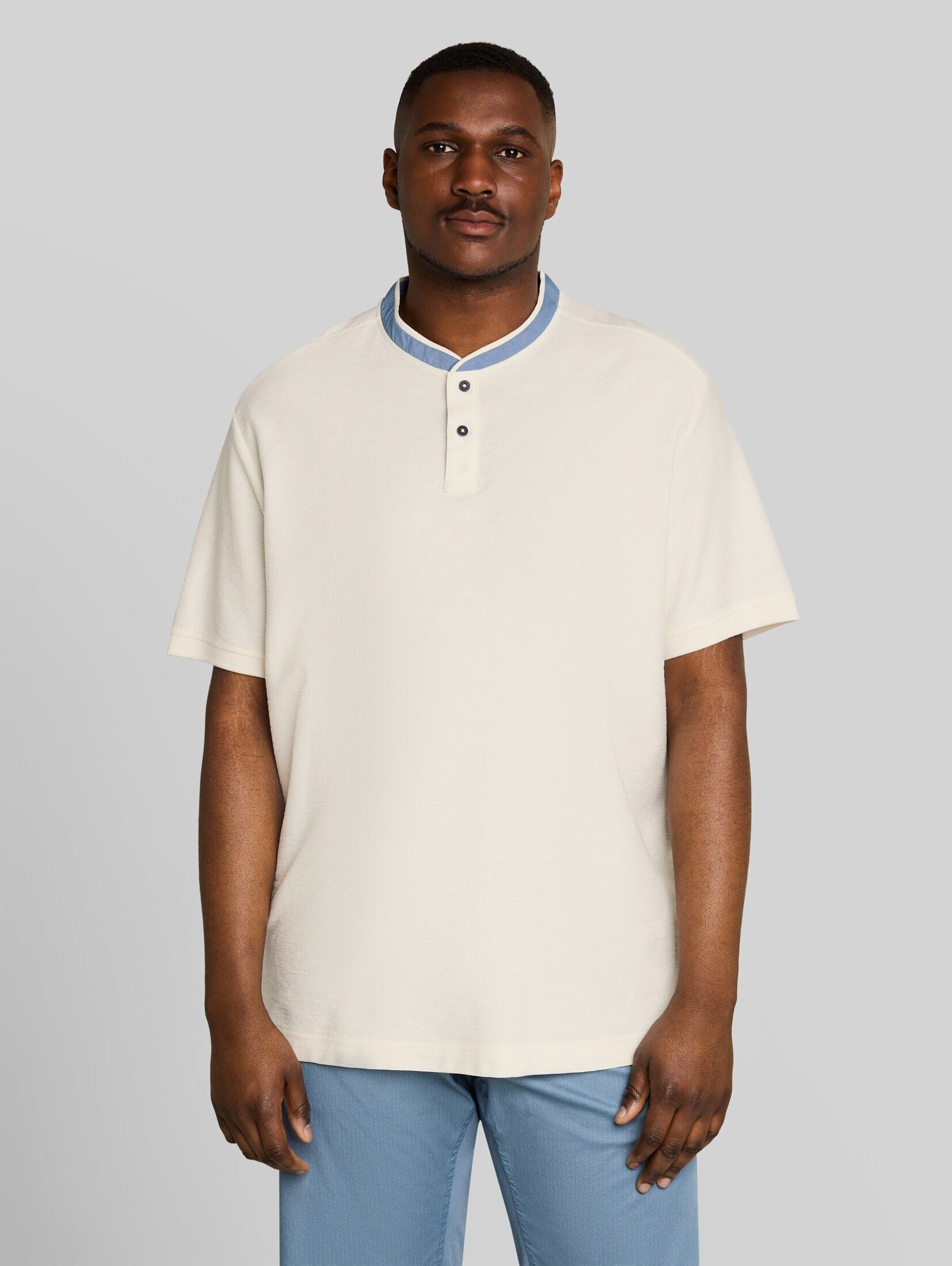 TOM TAILOR PLUS Poloshirt Poloshirts Plus Size - Poloshirt mit Stehkragen