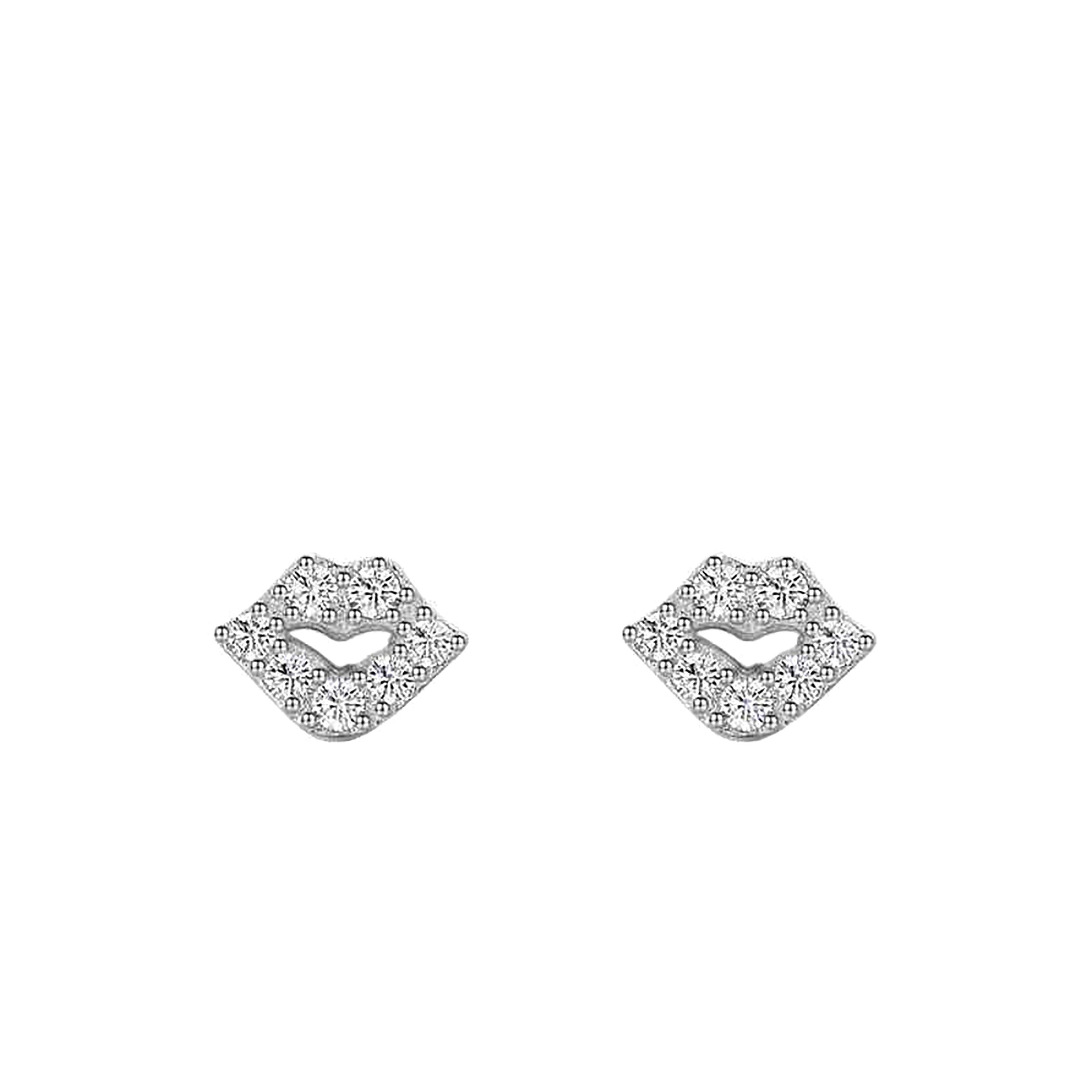 Ping Lippen Kreative Tapferer Ohrstecker Ohrringe Paar Diamant