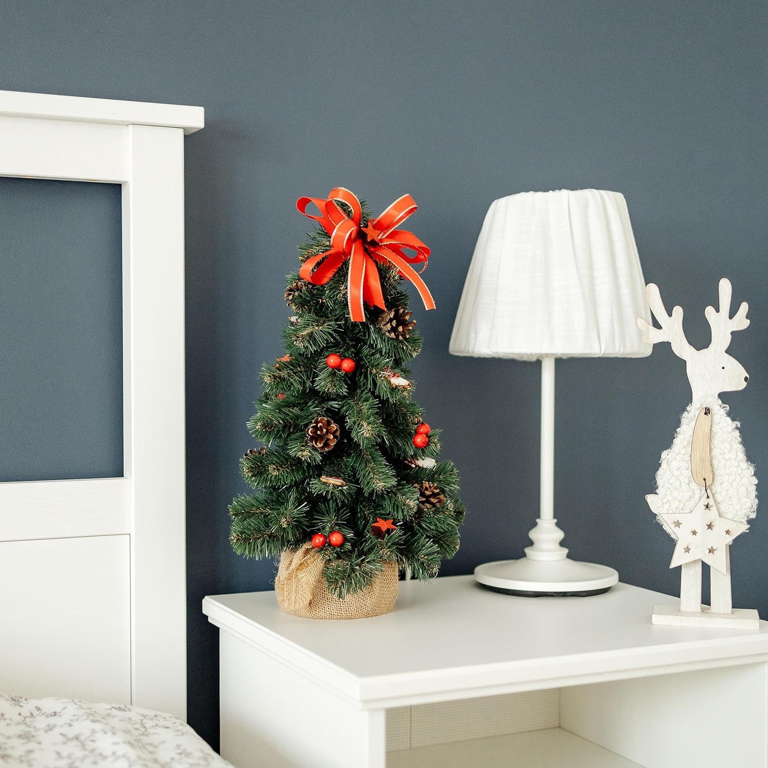 Creative Home Künstlicher Weihnachtsbaum Weihnachtsbaum Geschmückt Höhe 40 cm, Künstlicher Tannenbaum Mini, für Tisch Schreibtisch Büro