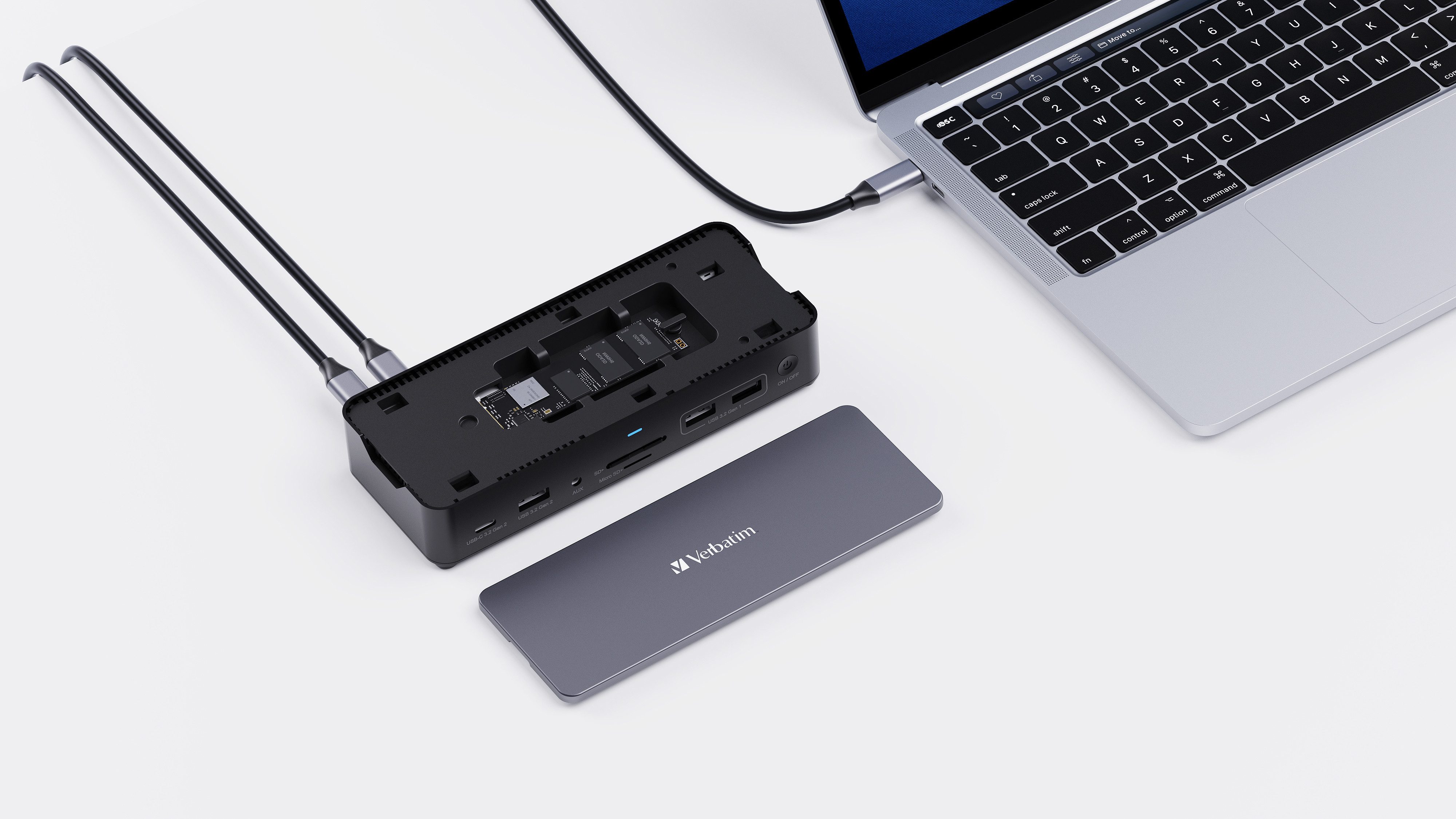 Verbatim Laptop-Dockingstation, USB-C Pro 15 in 1 Docking Station, HDMI, DP, RJ45, USB-A, SD, Micro SD, SSD, Audio, USB-C/Host/PD