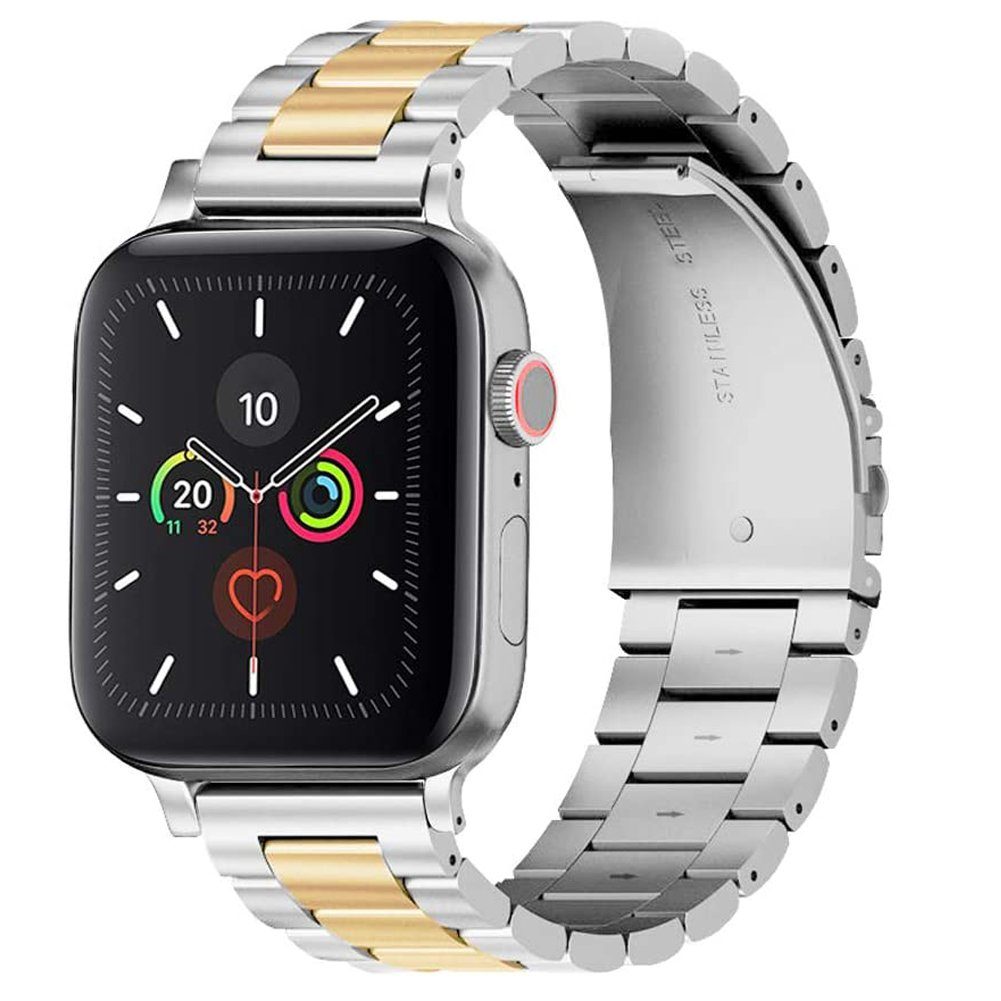 YSDYM Smartwatch-Armband Armband Kompatibel mit Apple Watch 45mm 44mm 42mm, apple watch 7 armband 45mm, apple watch 7 45mm,apple watch 7 armband Silber+Gold