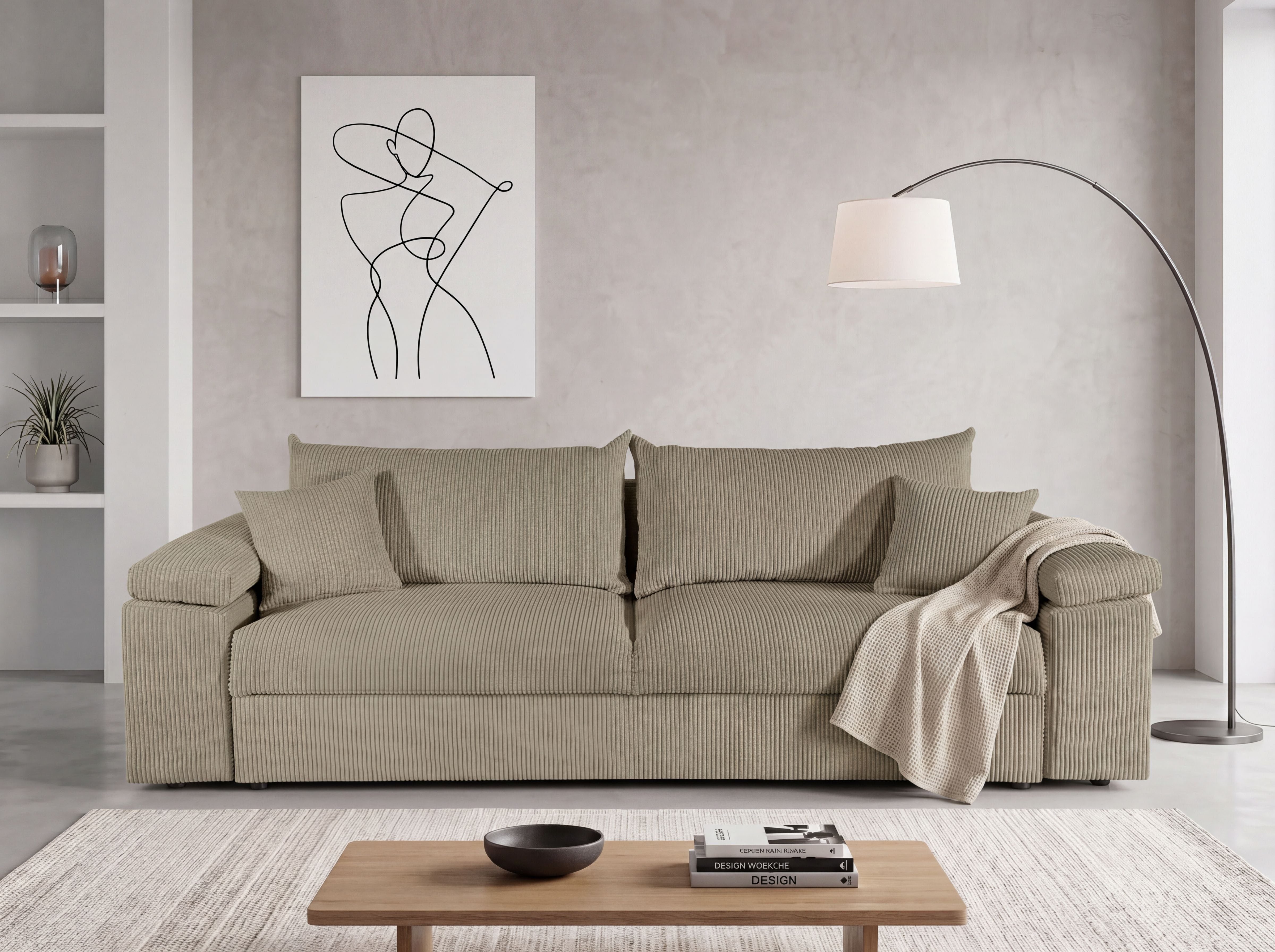 COLLECTION AB Schlafsofa Mara, B: 249 cm, Liegefl. 139x195 cm, Dauer-Schlaffunktion, Bettkasten & Federkern, wahlweise mit Topper