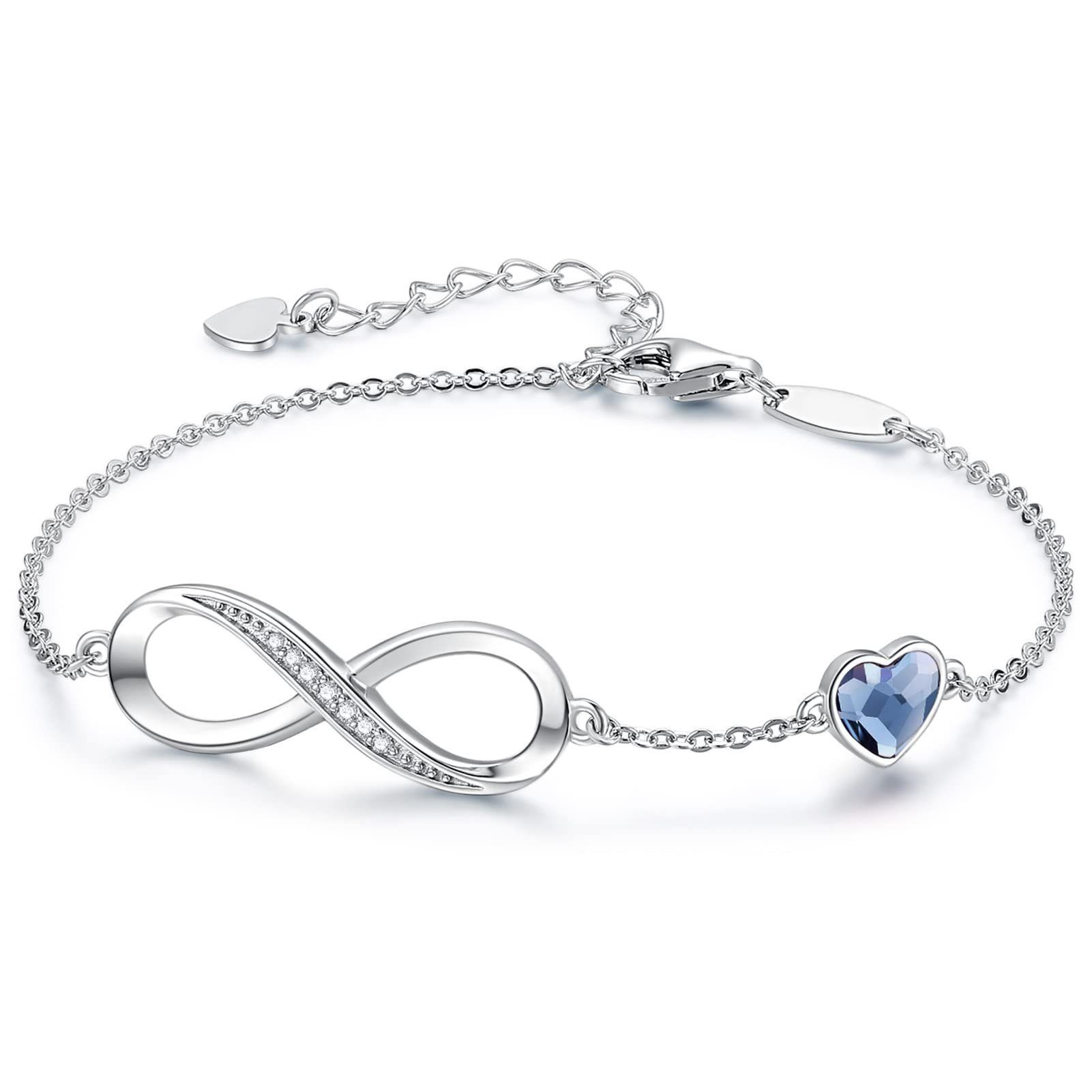 Armband,Verstellbar Sterling Kristallen Silber Armband Damen Herz Haiaveng Armband,925